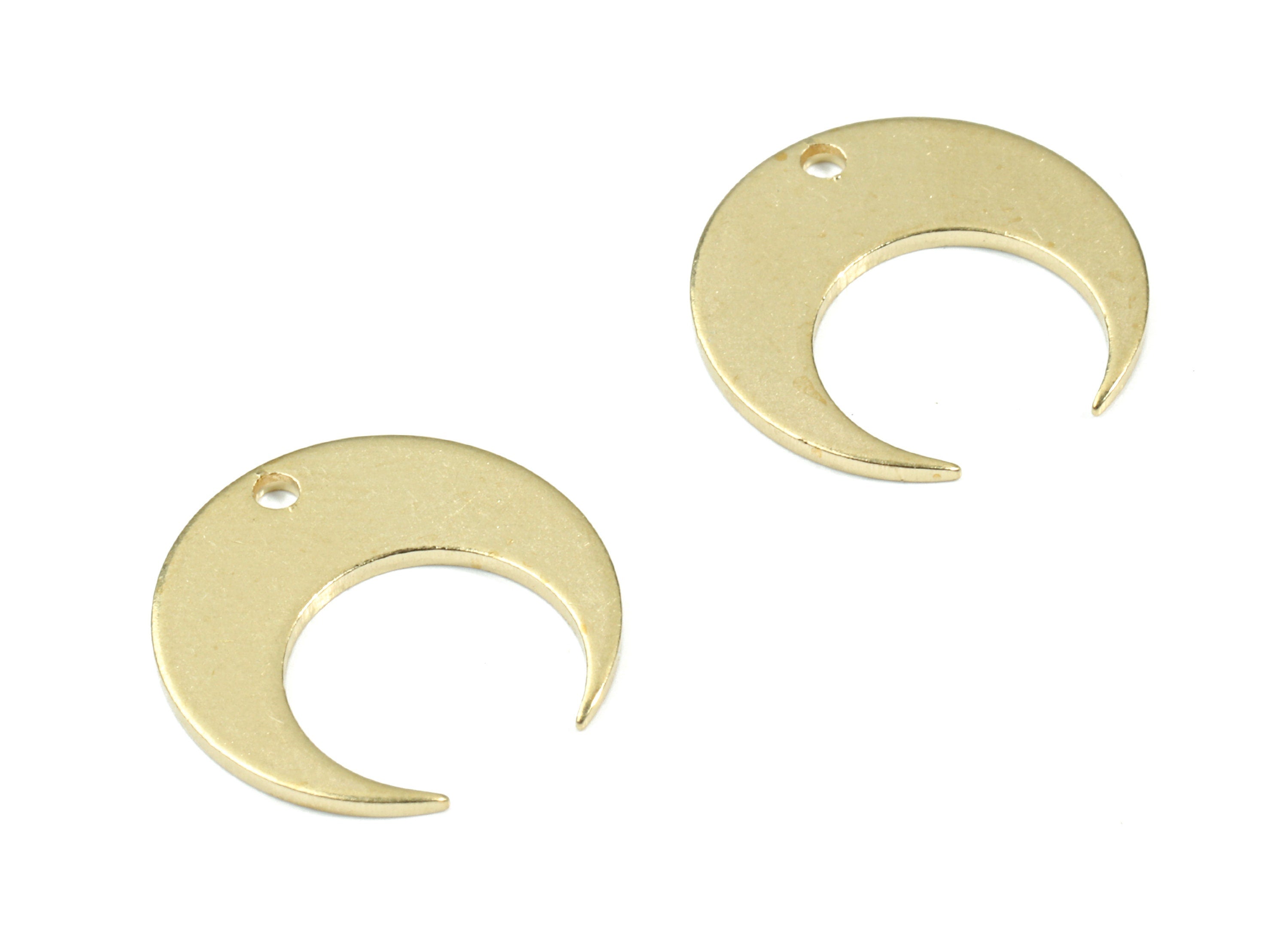 Personalized stamping blank - Brass Crescent Charm For Earring - Raw Brass Moon Pendant For Necklace - 14x13x0.78mm - PP3446 - DOMEDBAZAAR