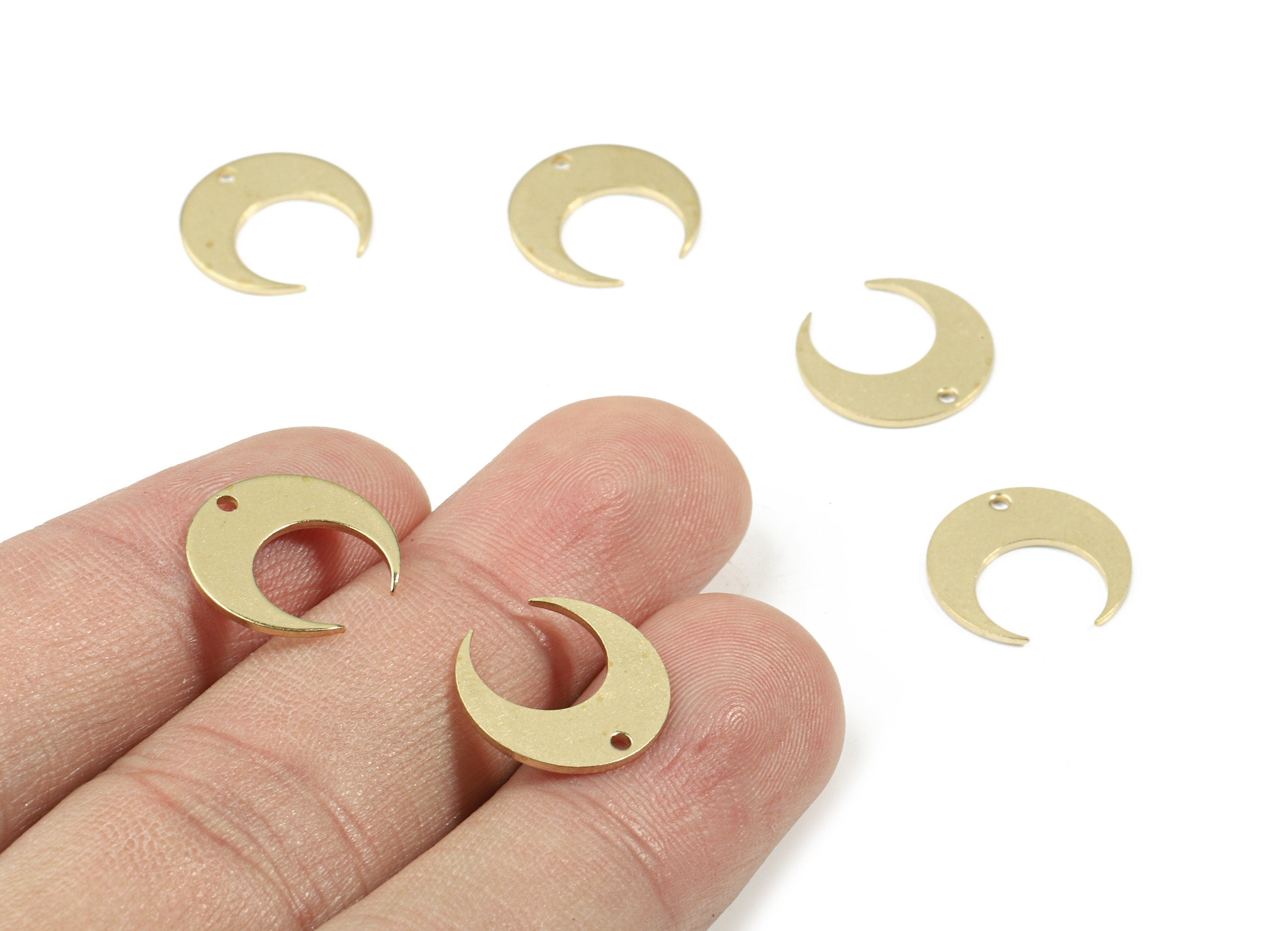 Personalized stamping blank - Brass Crescent Charm For Earring - Raw Brass Moon Pendant For Necklace - 14x13x0.78mm - PP3446 - DOMEDBAZAAR