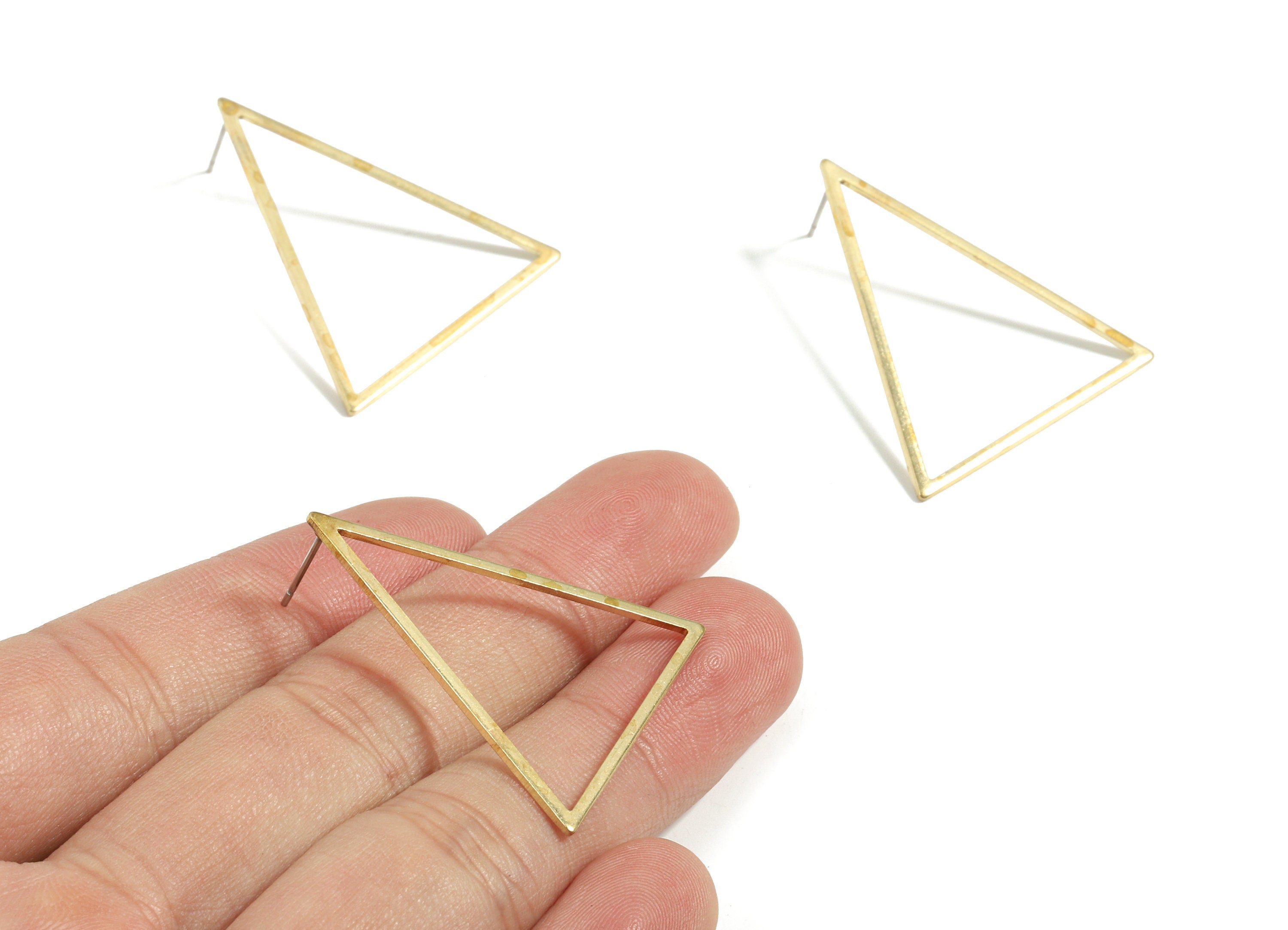 Brass Triangle Earring Stud - Raw Brass Triangle Earring Post - Surgical Stud - Earring Post - Jewelry Supplies - 36.08x30.51x1mm - PP3525 - DOMEDBAZAAR