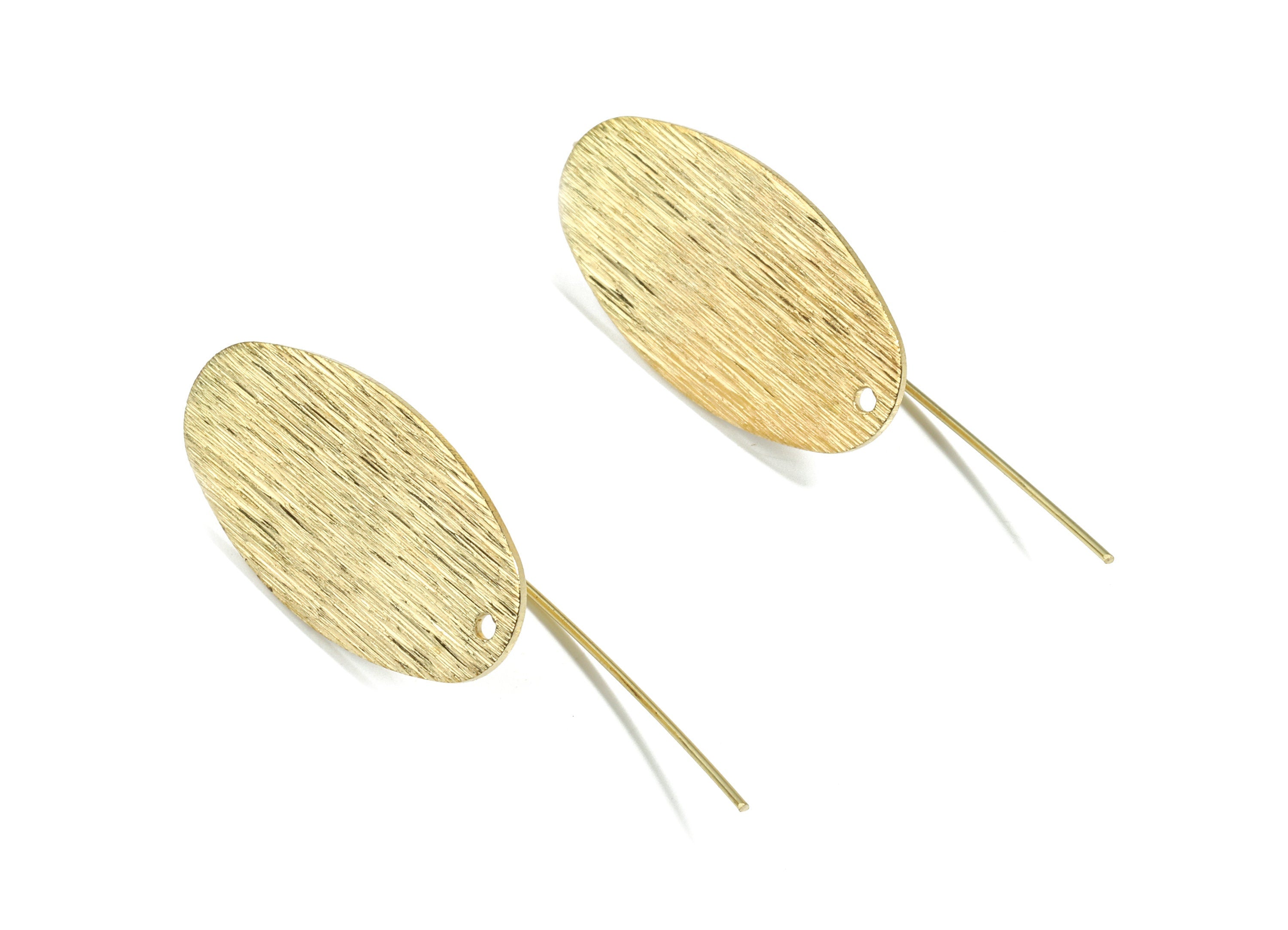 Brass Oval Earring Wire - Raw Brass Textured Oval Earring Hook - Earring Hook - Jewelry Supplies - 47x15.3x0.8mm - PP3498 - DOMEDBAZAAR