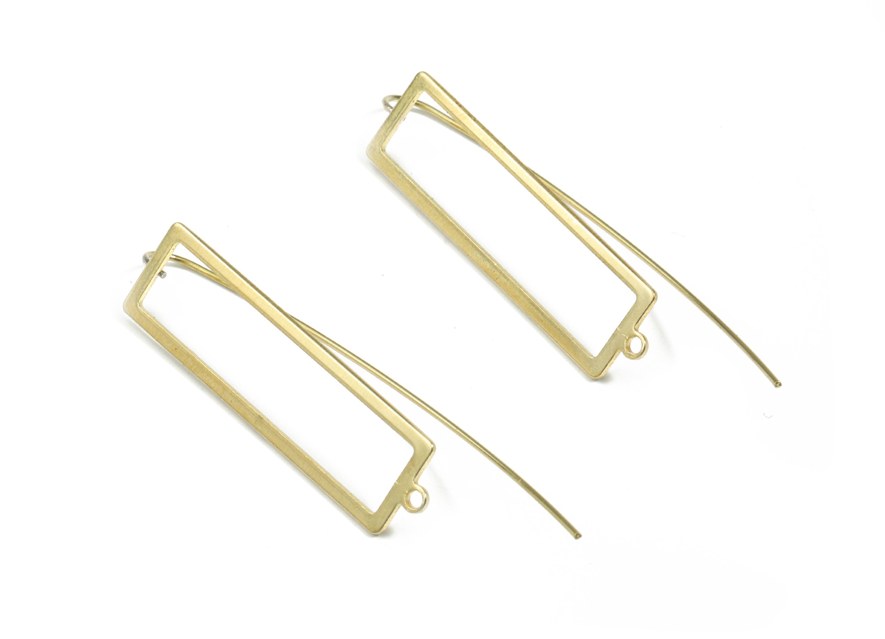 Brass Rectangle Earring Wire - Raw Brass Rectangle Earring Hook - Earring Hook - Jewelry Supplies - 56x10.24x0.91mm - PP3516 - DOMEDBAZAAR