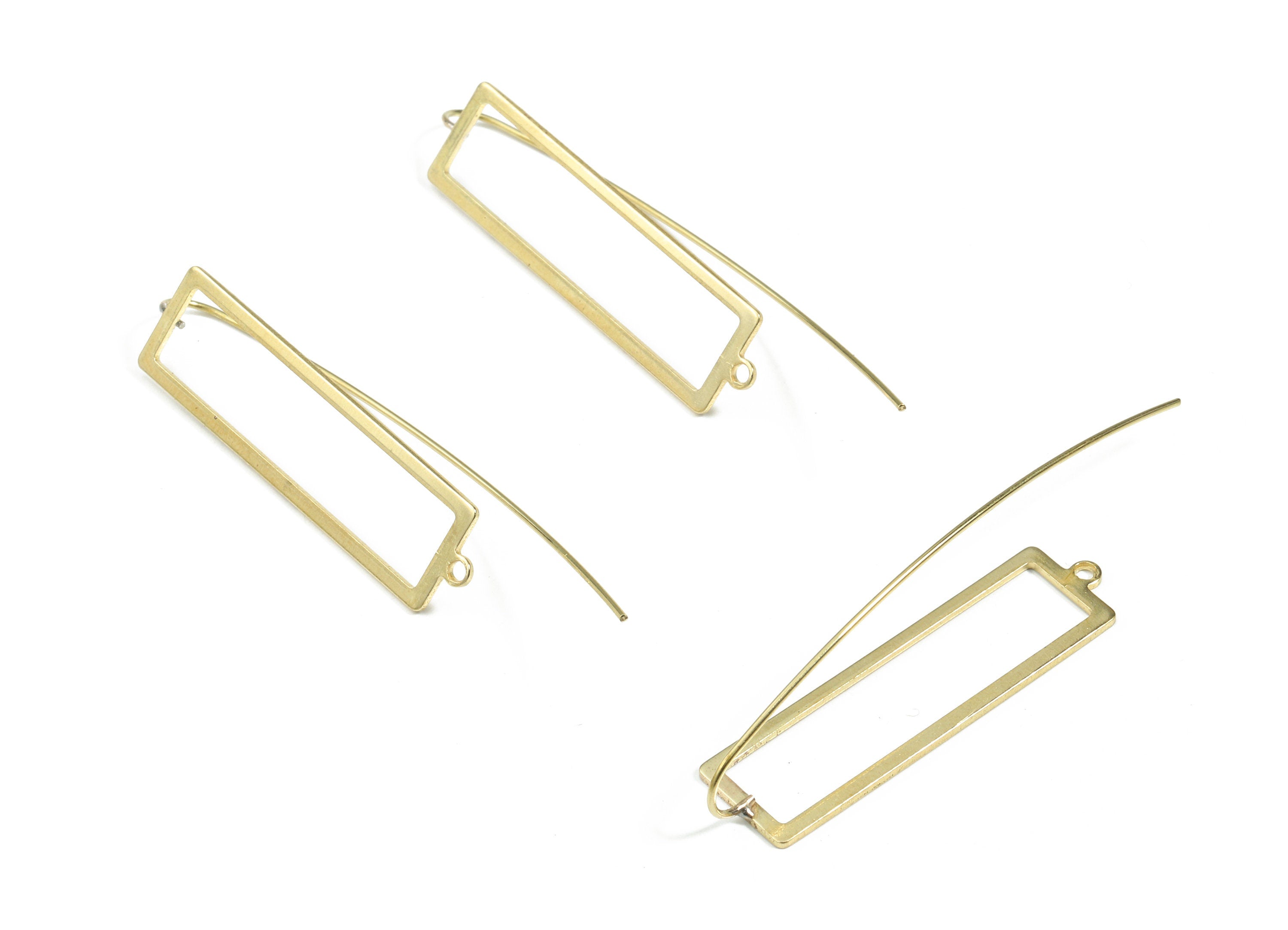 Brass Rectangle Earring Wire - Raw Brass Rectangle Earring Hook - Earring Hook - Jewelry Supplies - 56x10.24x0.91mm - PP3516 - DOMEDBAZAAR