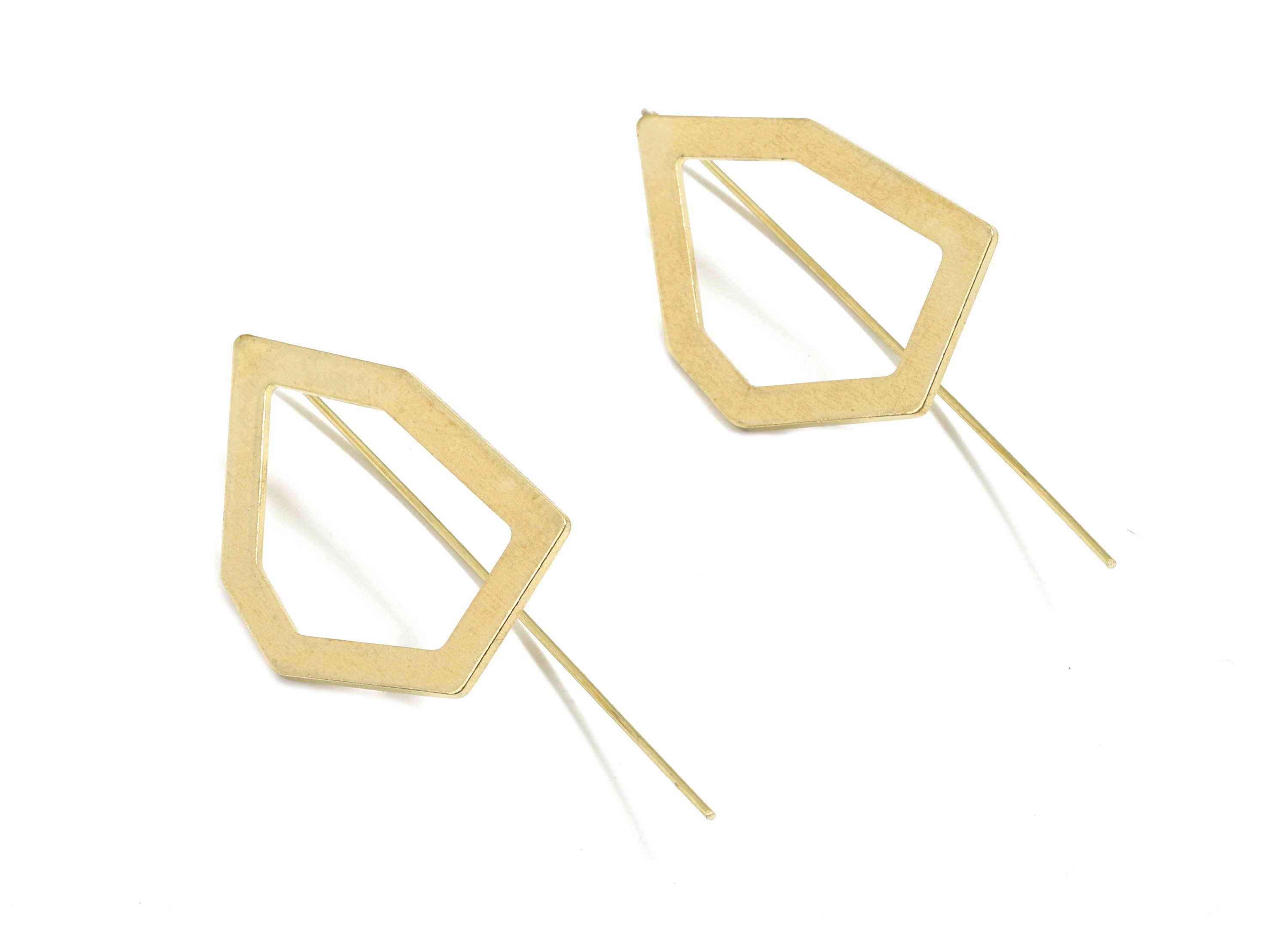 Brass Geometric Earring Wire - Raw Brass Geometric Earring Hook - Earring Hook - Jewelry Supplies - 50x20x1.03mm - PP3512 - DOMEDBAZAAR