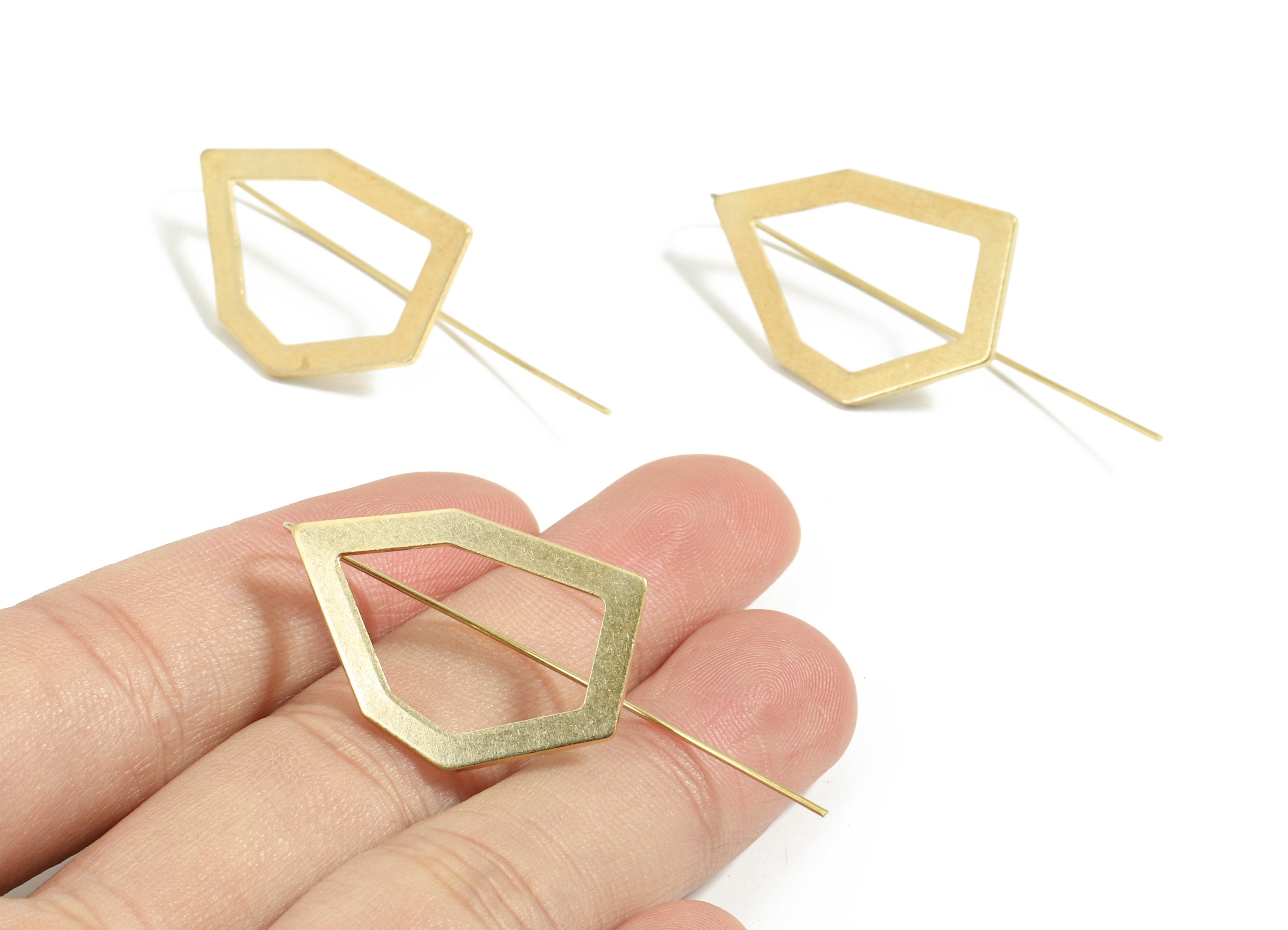Brass Geometric Earring Wire - Raw Brass Geometric Earring Hook - Earring Hook - Jewelry Supplies - 50x20x1.03mm - PP3512 - DOMEDBAZAAR