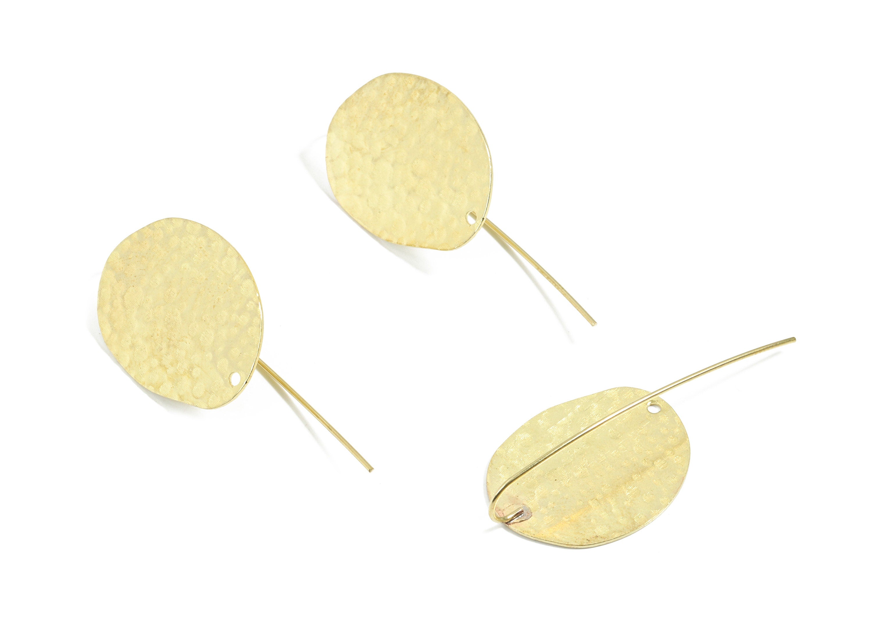 Brass Oval Earring Wire - Raw Brass Hammered Oval Earring Hook - Earring Hook - Jewelry Supplies - 42x19.1x1.04mm - PP3514 - DOMEDBAZAAR