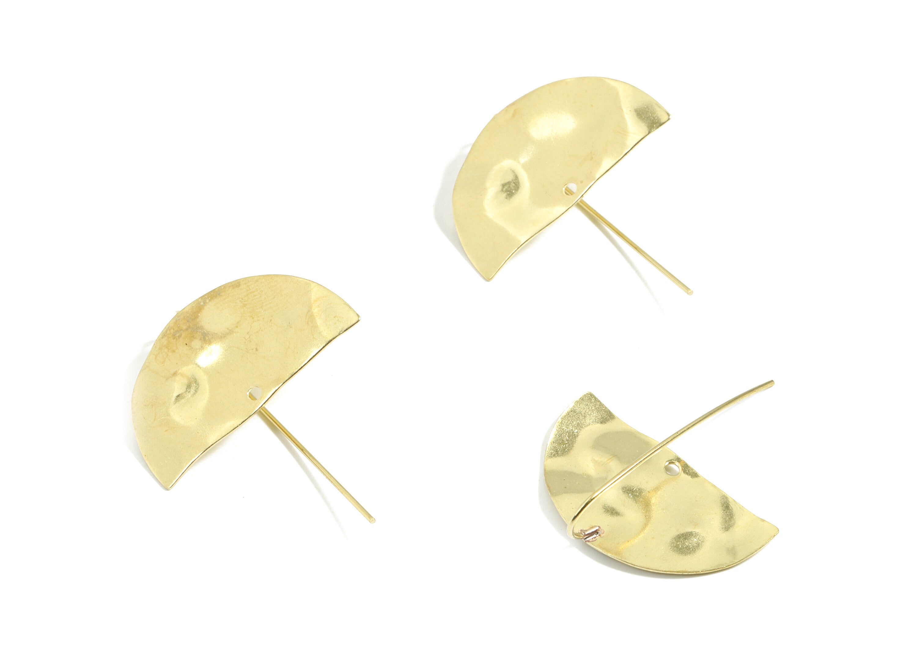 Brass Wavy Half Moon Earring Wire - Raw Brass Semi Circle Earring Hooks - Earring Hook - Jewelry Supplies - 26.9x32x0.4mm - PP3496 - DOMEDBAZAAR