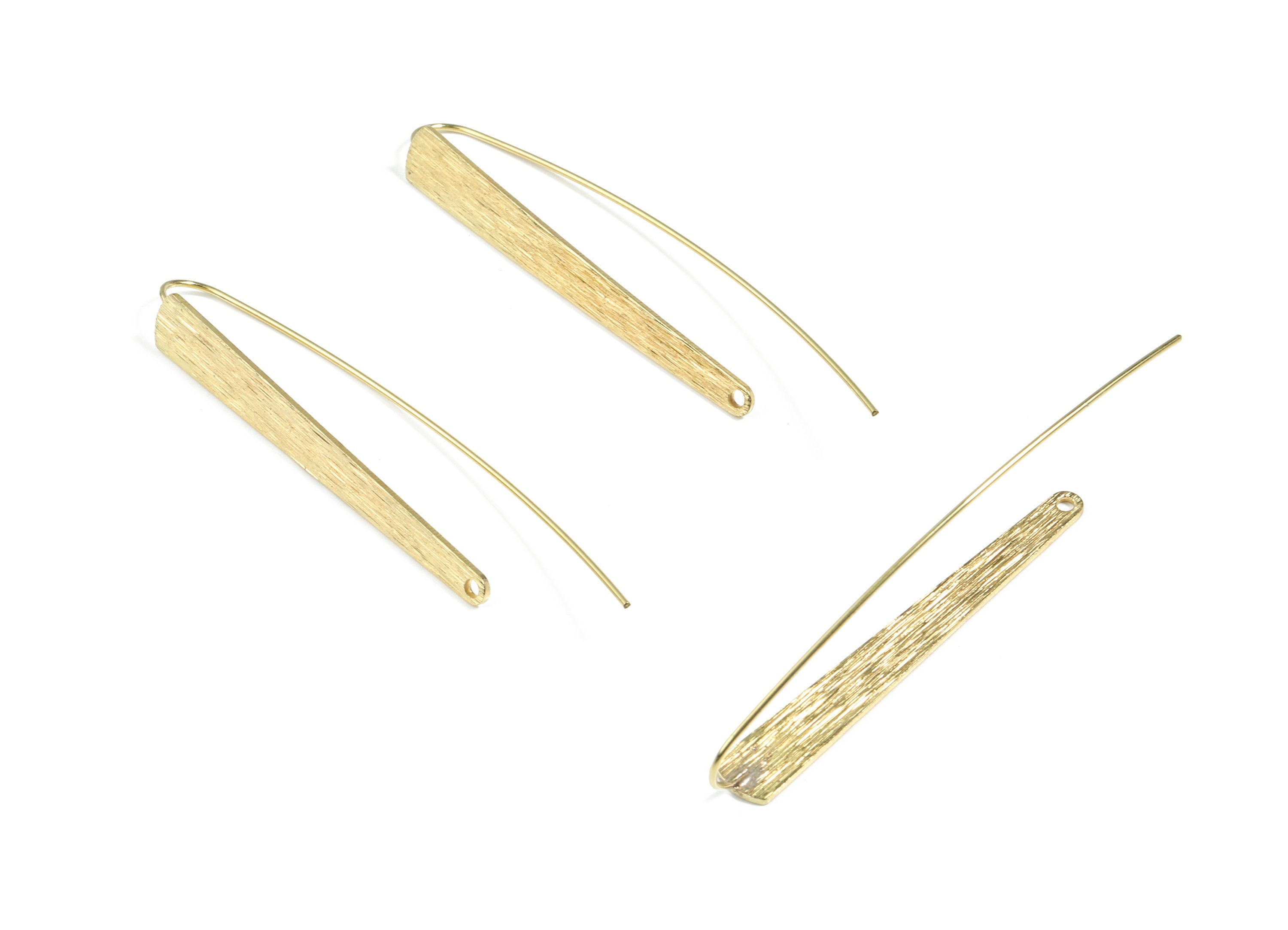 Brass Oval Earring Wire - Raw Brass Textured Long Oval Earring Hook - Earring Hook - Jewelry Supplies - 56x5.78x0.84mm - PP3515 - DOMEDBAZAAR