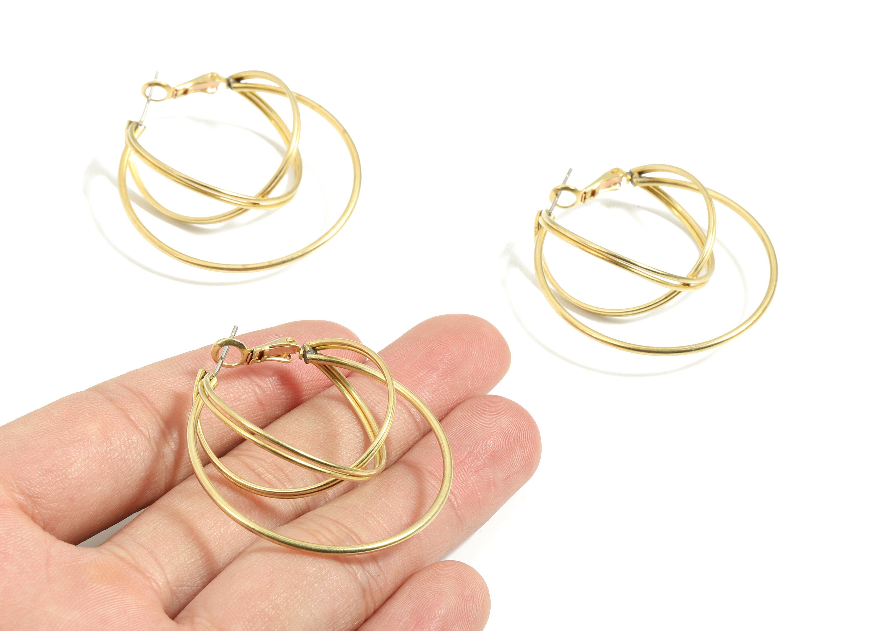 Brass Circle Earring Clasp - Raw Brass Crescent Clasp - Stainless Stud - Earring Clasp - Jewelry Supplies - 46.5x14.15x1.27mm - PP3285 - DOMEDBAZAAR