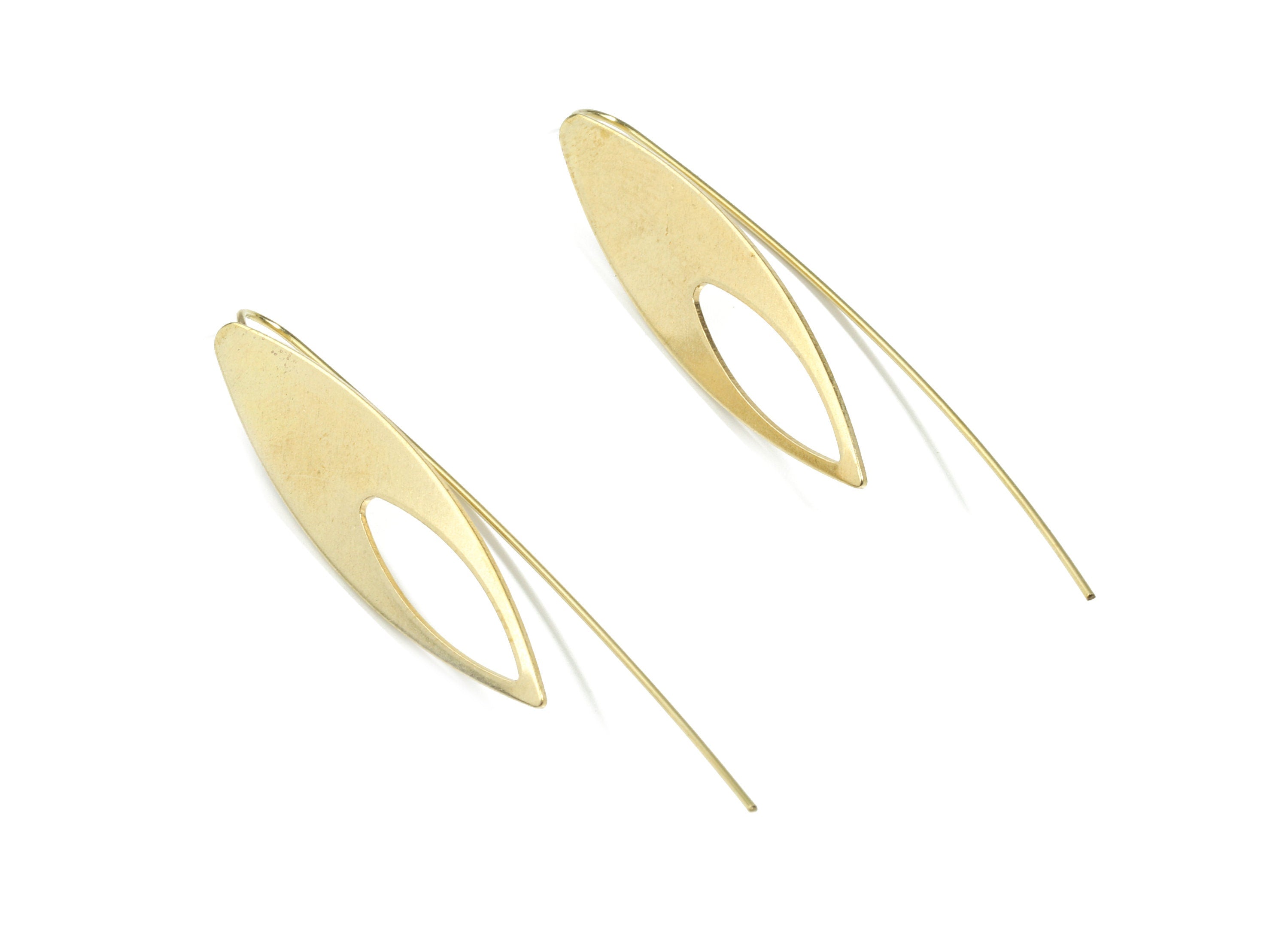 Brass Rhombus Earring Wire - Raw Brass Rhombus Earring Hook - Earring Hook - Jewelry Supplies - 55x10x0.8mm - PP3517 - DOMEDBAZAAR