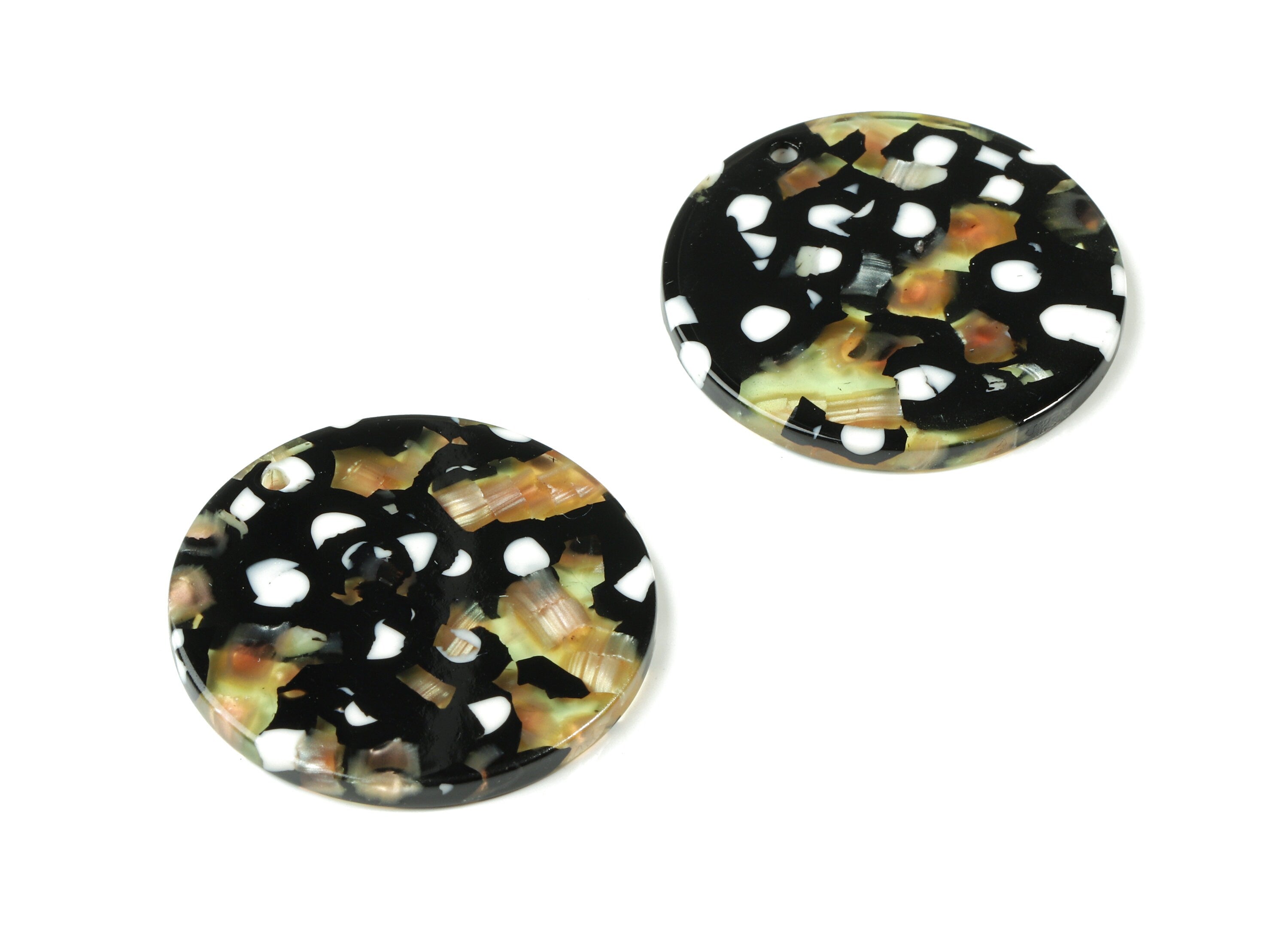 Acetate Round Earring Charms - Circle Pendant - Earring Findings - Jewelry Supplies - Color Code: A193 - 30.77x30.77x2.11mm - AC1427-A193 - DOMEDBAZAAR