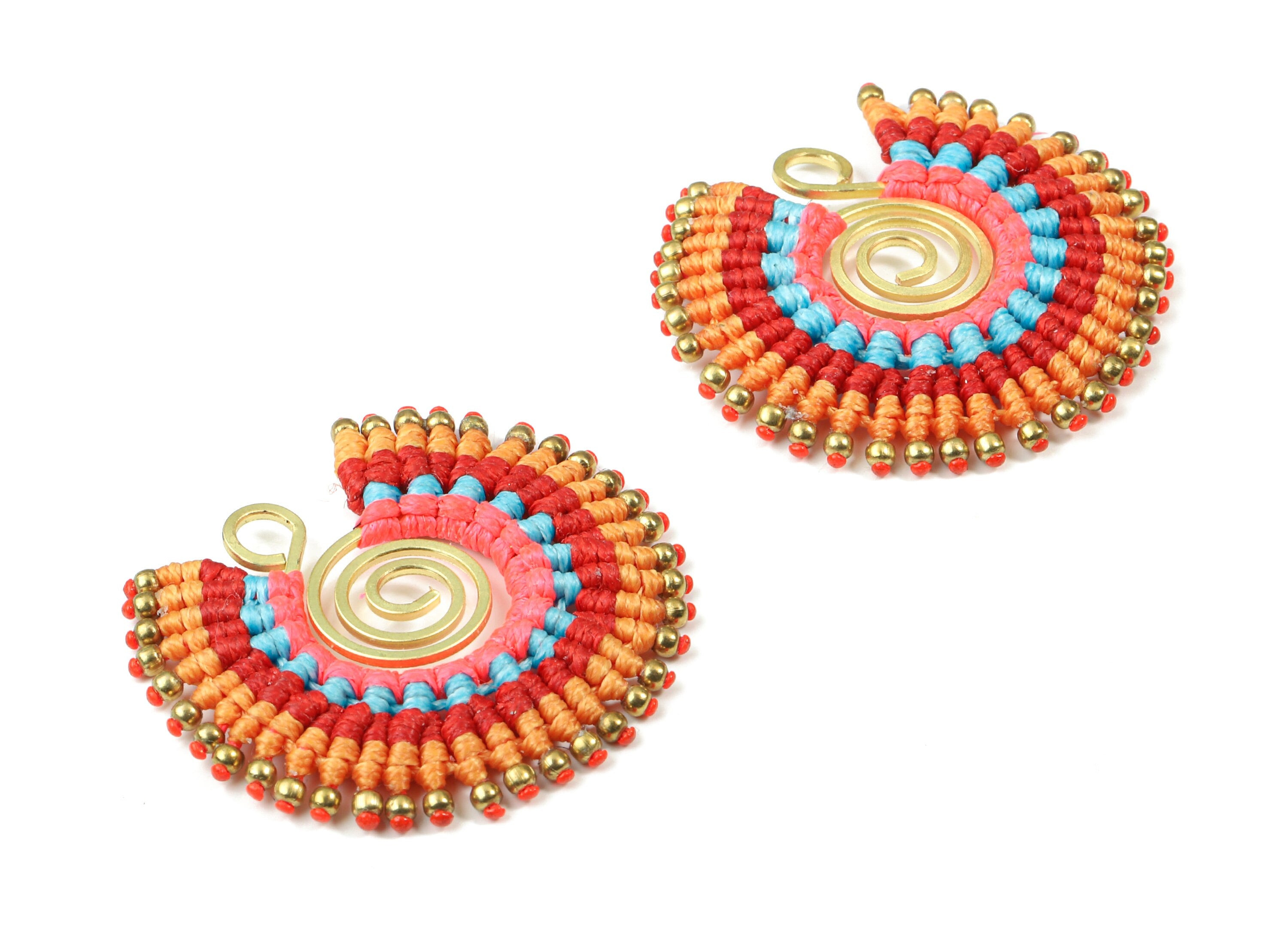 Tassels Macrame Earrings - Bohemian Tassel Earring - Gypsy Earrings - Tassel Findings  - Jewelry Supplies - 39.33x41.44x3.63mm - TS1137A - DOMEDBAZAAR