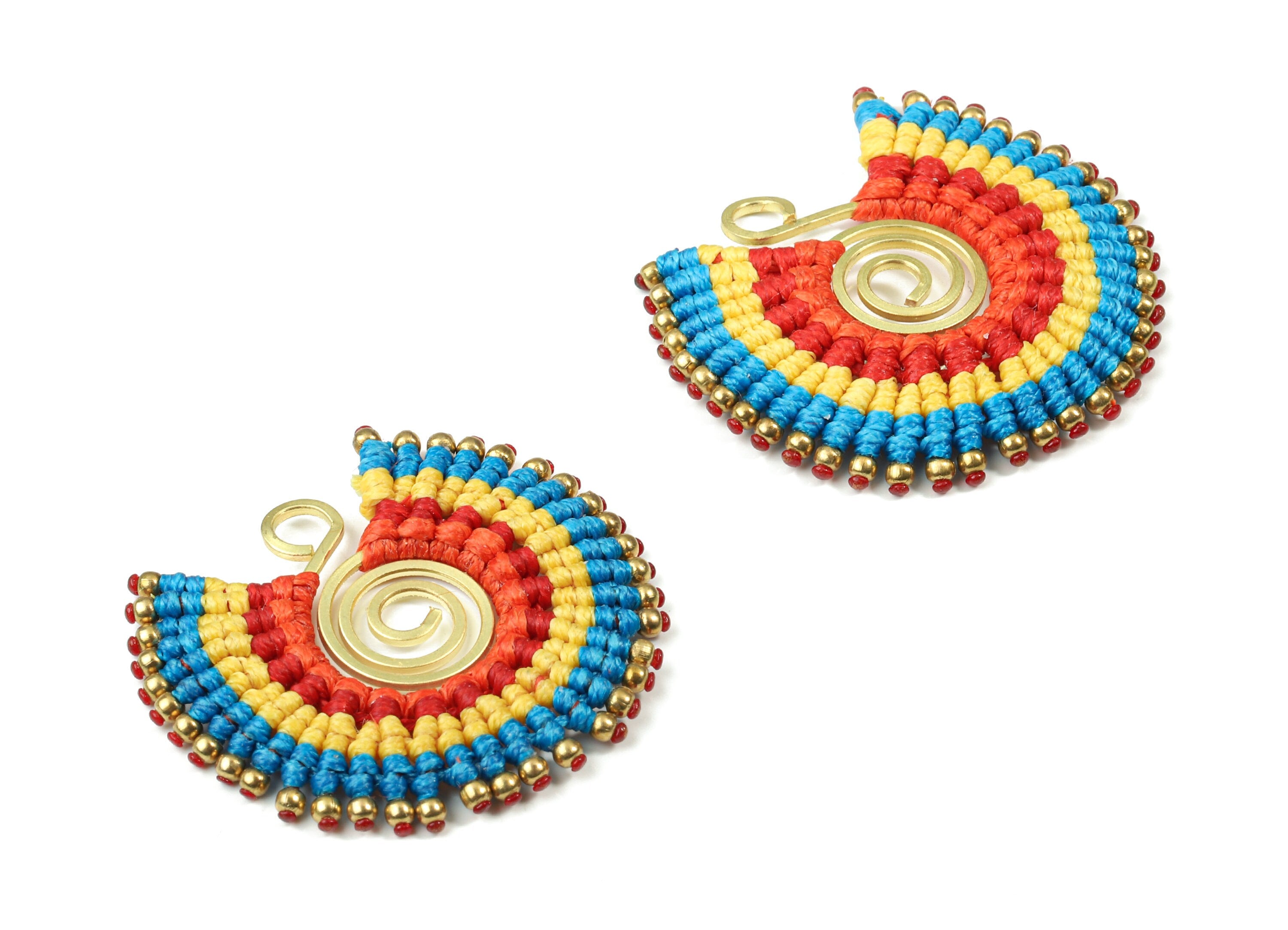 Tassels Macrame Earrings - Bohemian Tassel Earring - Gypsy Earrings - Tassel Findings - Jewelry Supplies - 39.33x41.44x3.63mm - TS1137B - DOMEDBAZAAR