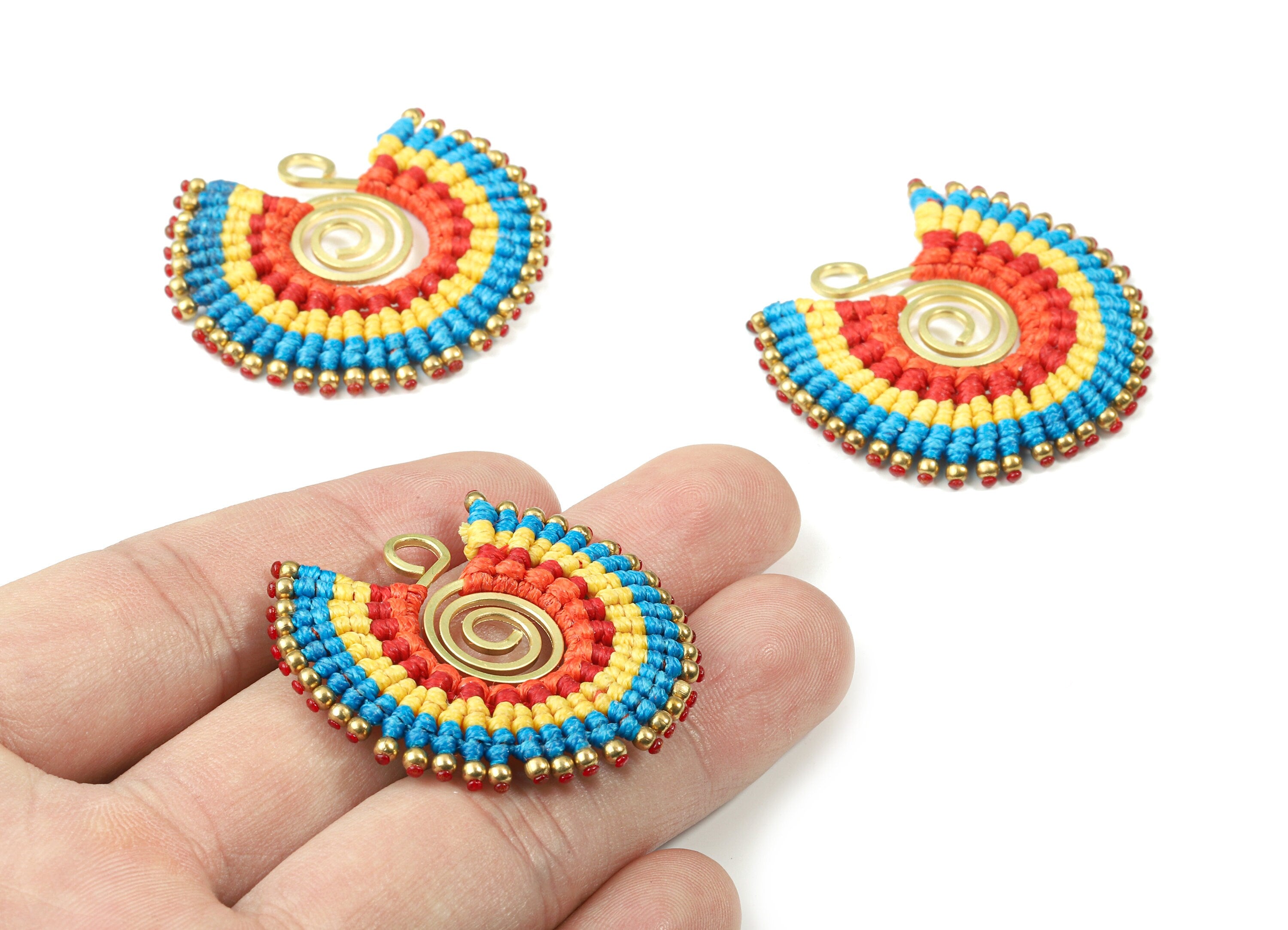 Tassels Macrame Earrings - Bohemian Tassel Earring - Gypsy Earrings - Tassel Findings - Jewelry Supplies - 39.33x41.44x3.63mm - TS1137B - DOMEDBAZAAR