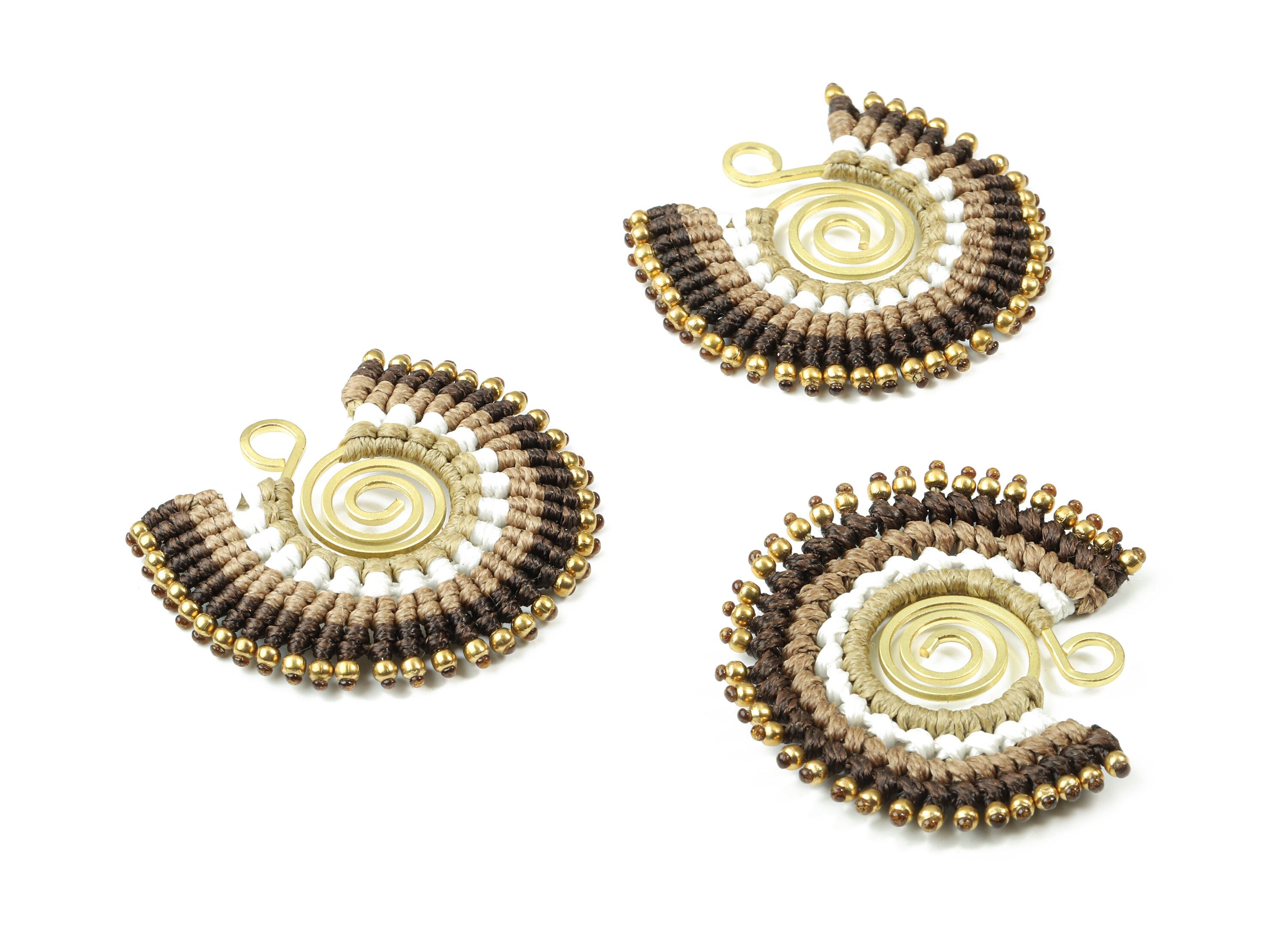 Tassels Macrame Earrings - Bohemian Tassel Earring - Gypsy Earrings - Tassel Findings  - Jewelry Supplies - 39.33x41.44x3.63mm - TS1137C - DOMEDBAZAAR