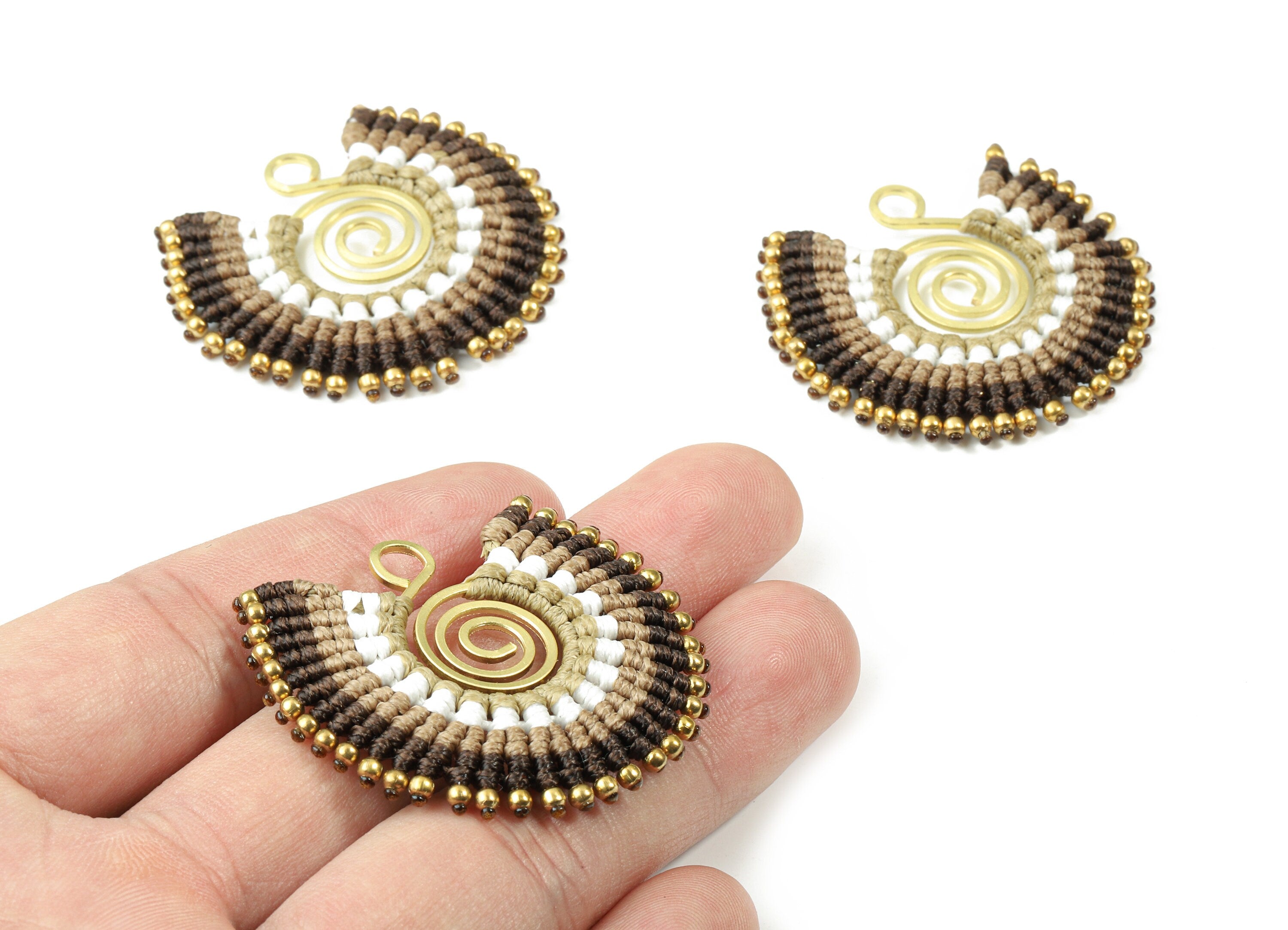 Tassels Macrame Earrings - Bohemian Tassel Earring - Gypsy Earrings - Tassel Findings  - Jewelry Supplies - 39.33x41.44x3.63mm - TS1137C - DOMEDBAZAAR