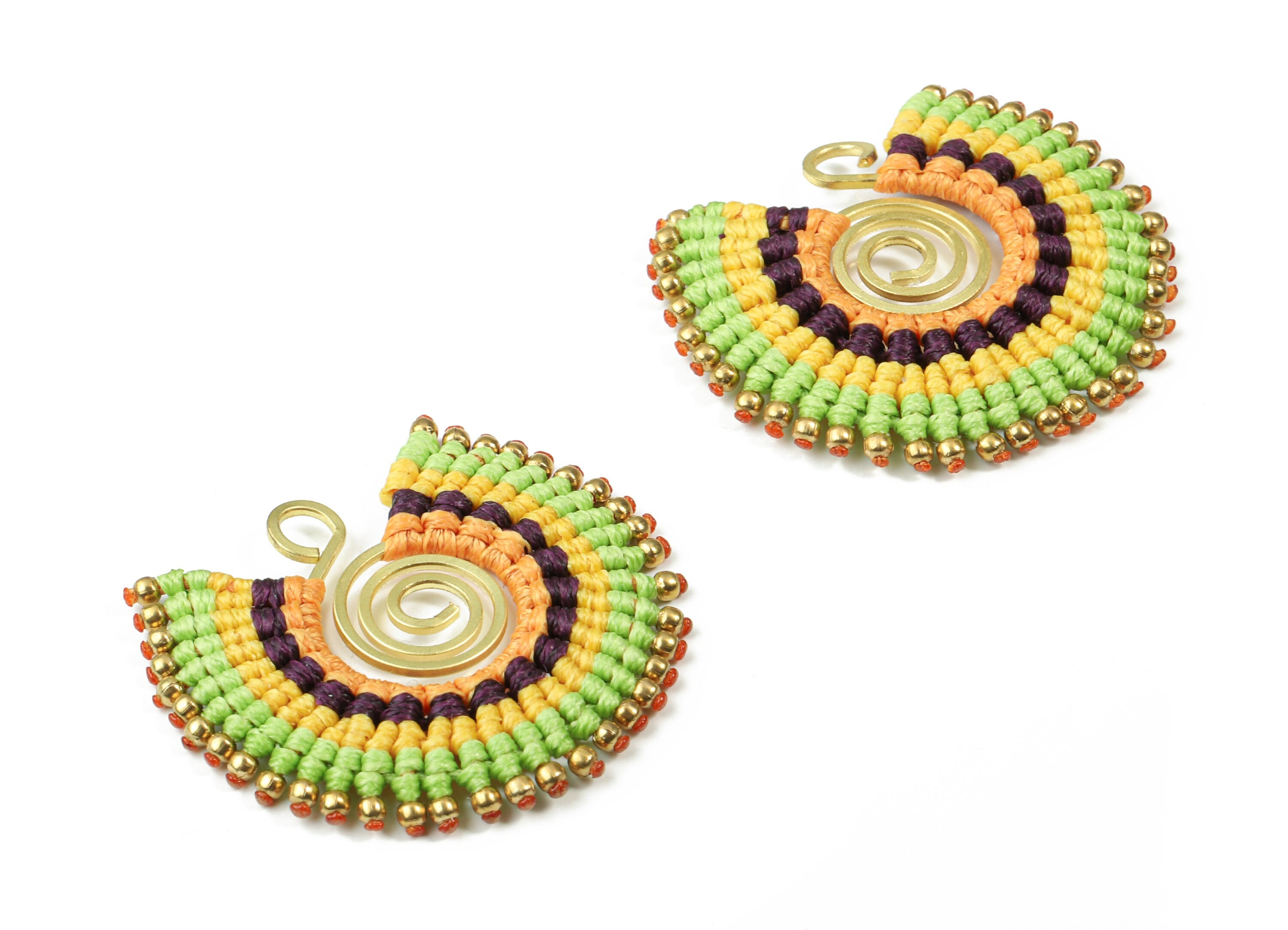 Tassels Macrame Earrings - Bohemian Tassel Earring - Gypsy Earrings - Tassel Findings  - Jewelry Supplies - 39.33x41.44x3.63mm - TS1137E - DOMEDBAZAAR