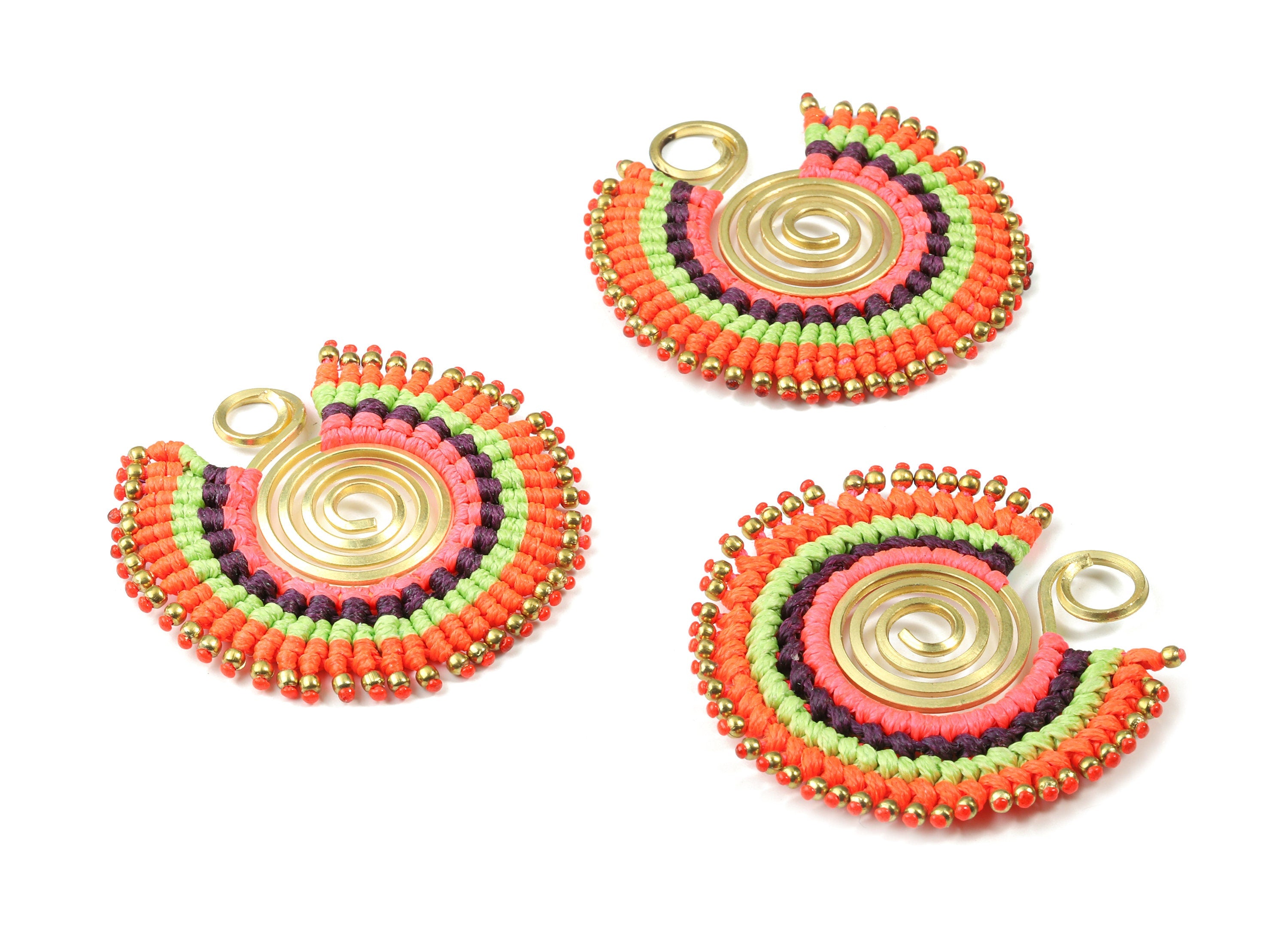 Tassels Macrame Earrings - Bohemian Tassel Earring - Gypsy Earrings - Tassel Findings  - Jewelry Supplies - 48.03x46.64x3.76mm - TS1138A - DOMEDBAZAAR