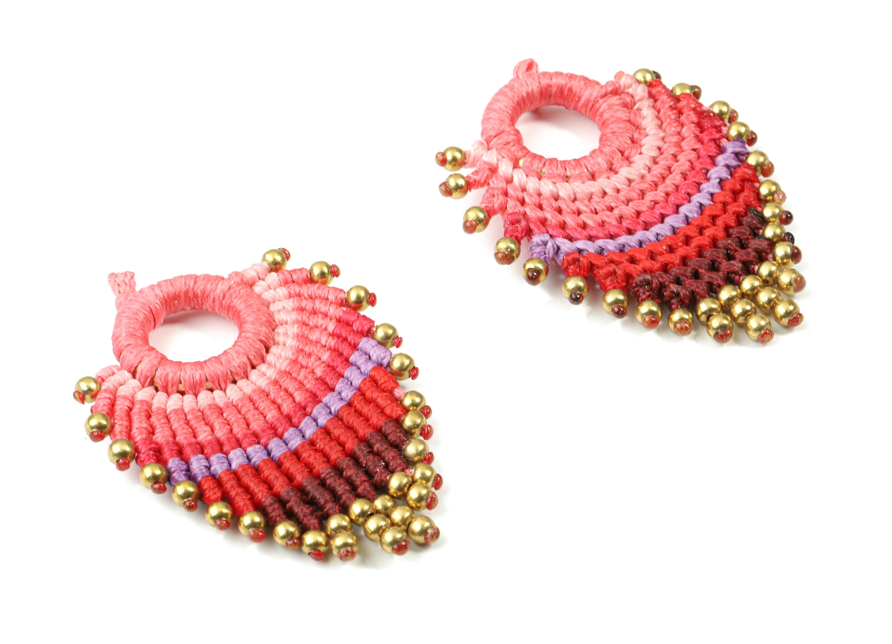 Tassels Macrame Drop Earrings - Bohemian Tassel Earring - Gypsy Drop Earrings - Tassel Findings  - 56.46x39.89x4.59mm - TS1139A - DOMEDBAZAAR