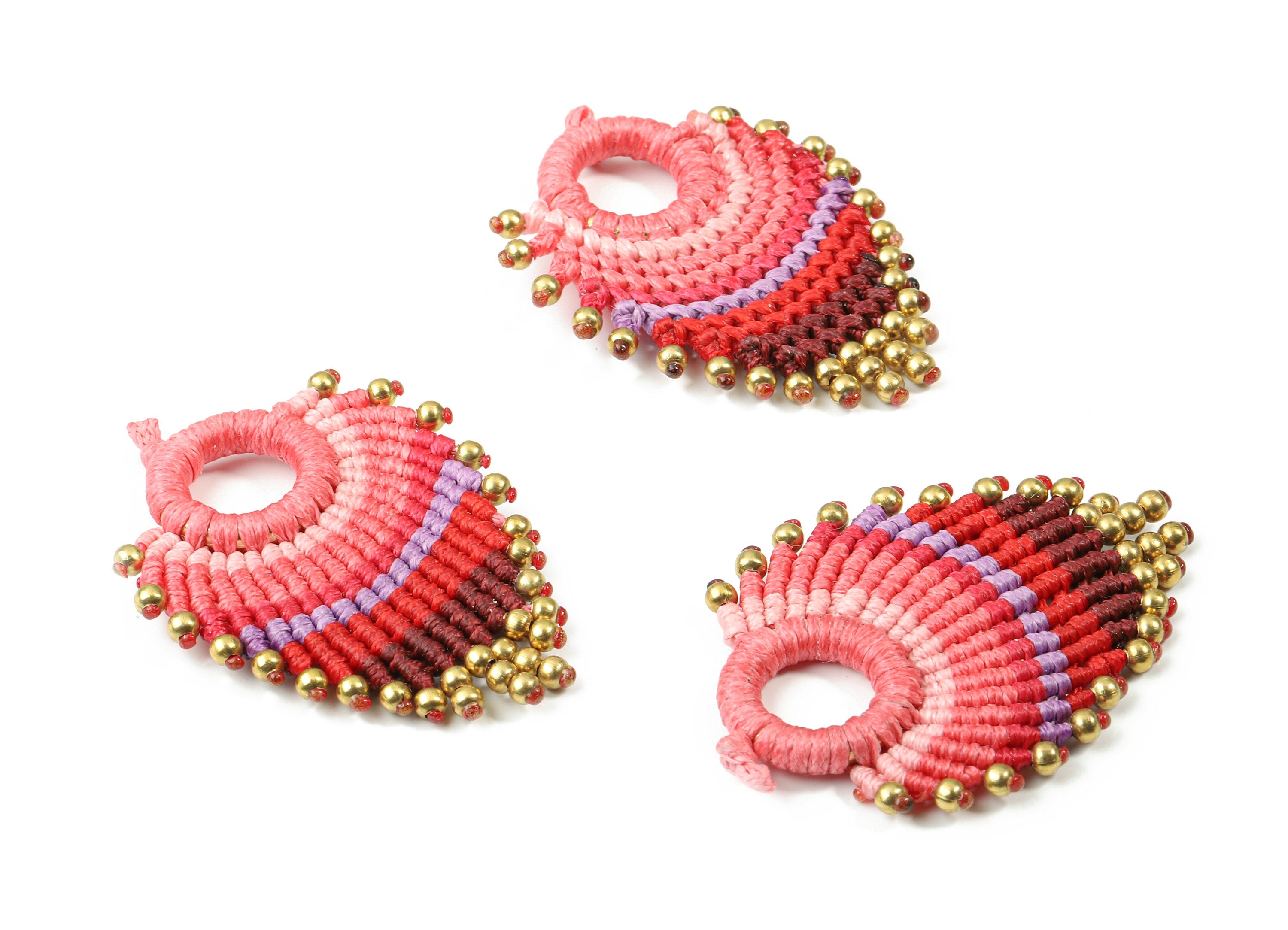 Tassels Macrame Drop Earrings - Bohemian Tassel Earring - Gypsy Drop Earrings - Tassel Findings  - 56.46x39.89x4.59mm - TS1139A - DOMEDBAZAAR