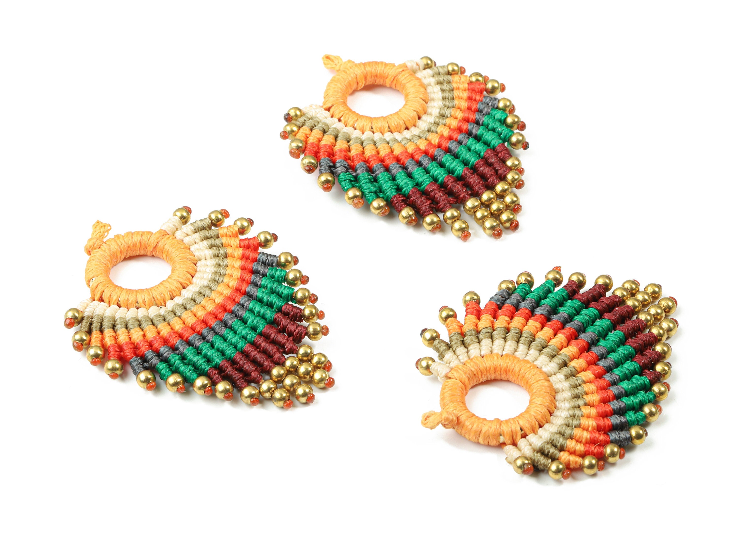 Tassels Macrame Drop Earrings - Bohemian Tassel Earring - Gypsy Drop Earrings - Tassel Findings  - 56.46x39.89x4.59mm - TS1139B - DOMEDBAZAAR