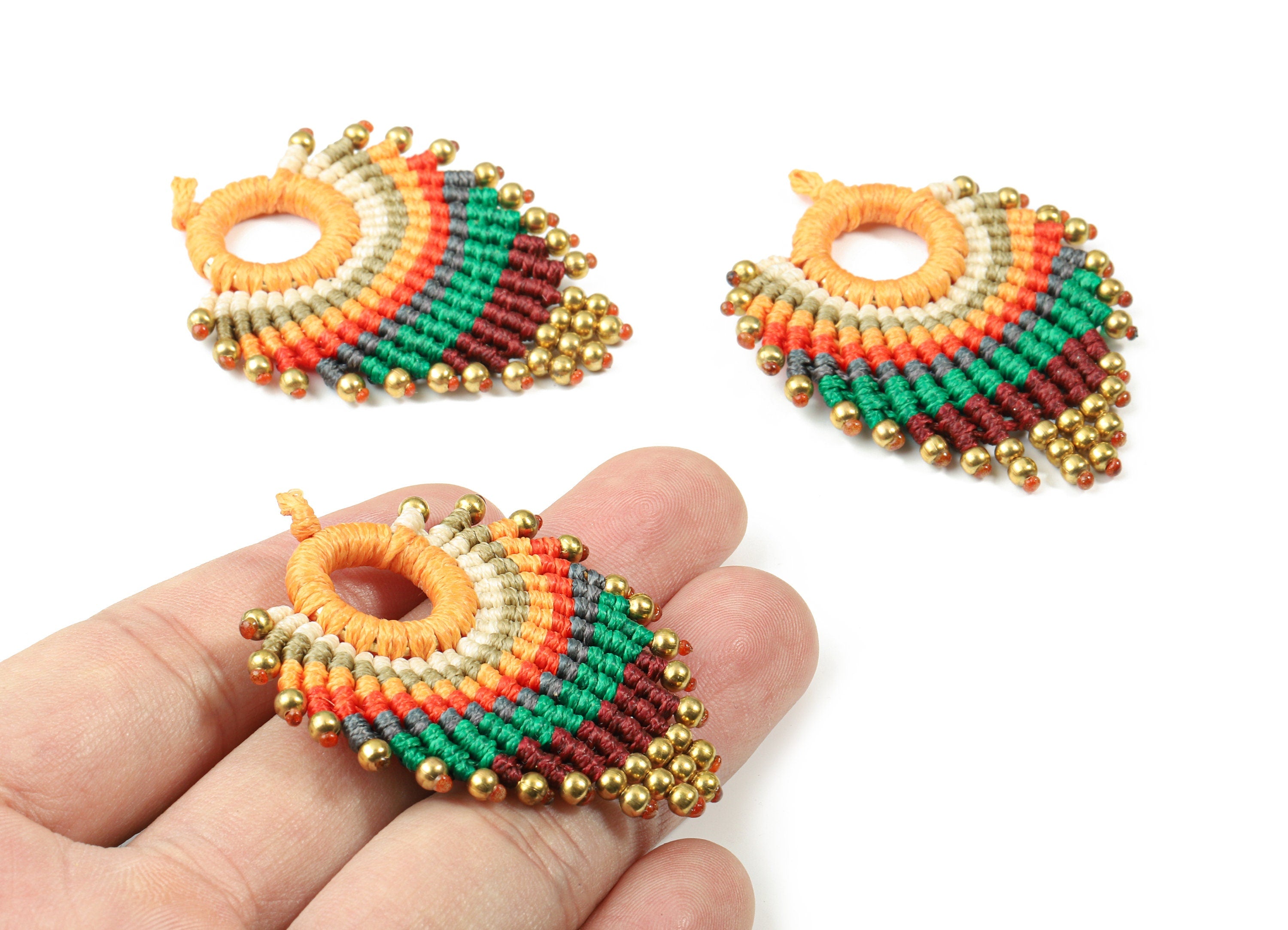 Tassels Macrame Drop Earrings - Bohemian Tassel Earring - Gypsy Drop Earrings - Tassel Findings  - 56.46x39.89x4.59mm - TS1139B - DOMEDBAZAAR