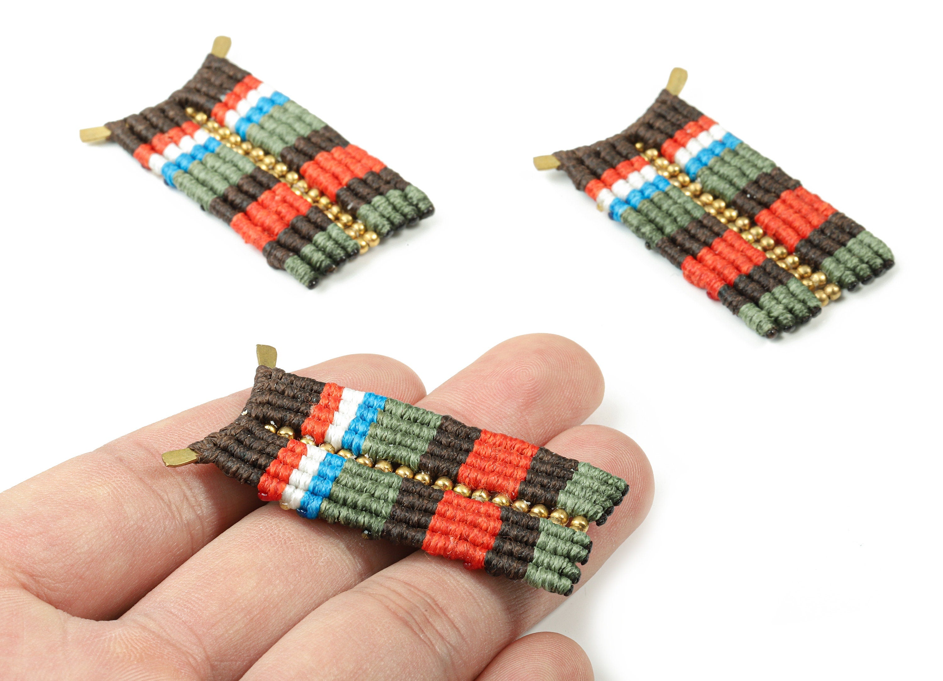 Tassels Macrame Earrings - Hammered Brass Bohemian Tassel Earring - Gypsy Earrings - Tassel Findings  - 52.33x29.67x4.06mm - TS1141 - DOMEDBAZAAR