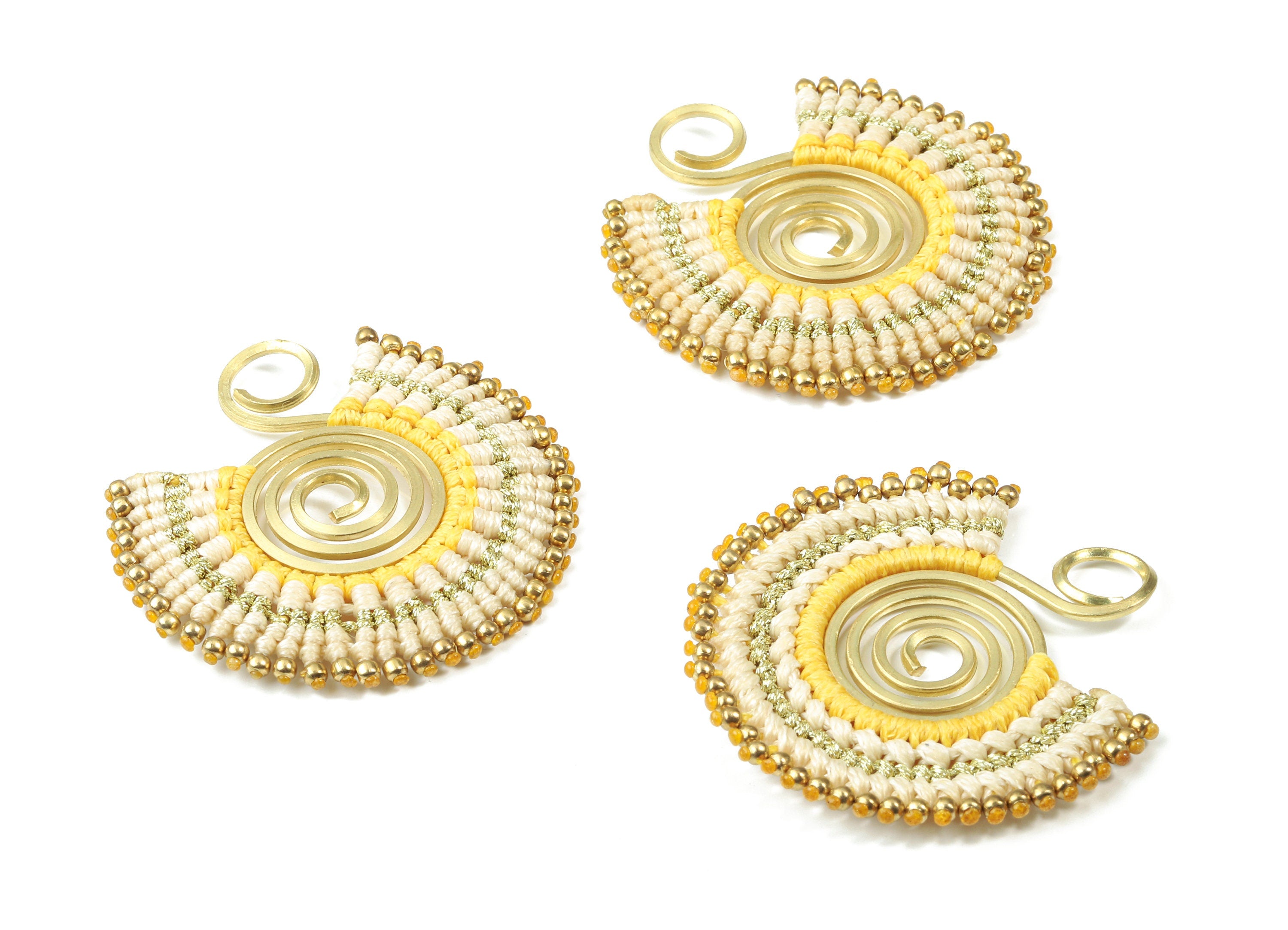 Tassels Macrame Earrings - Bohemian Tassel Earring - Gypsy Earrings - Tassel Findings  - Jewelry Supplies - 46.35x45.03x3.5mm - TS1142 - DOMEDBAZAAR