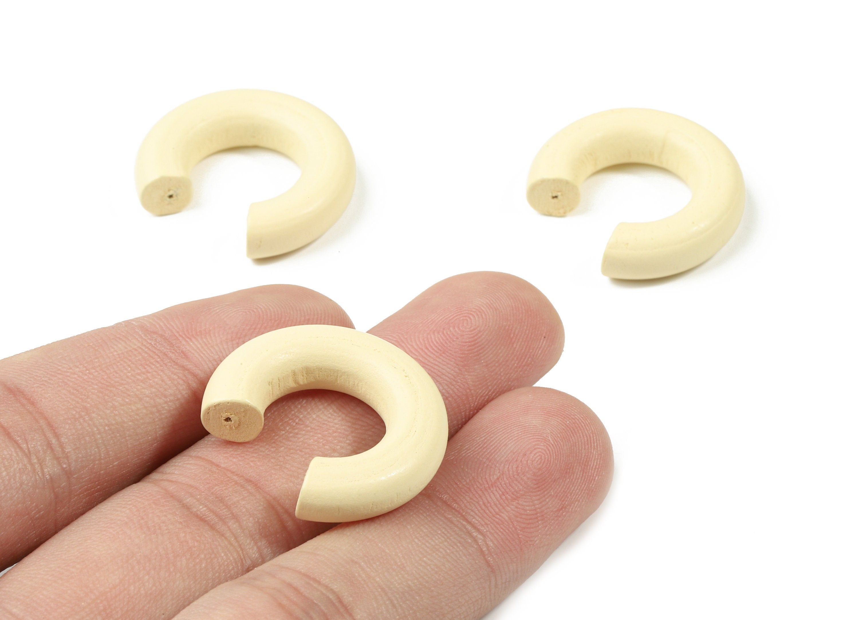 Wooden Earring Open Hoops - C Wooden Earring - Wood Jewelry- Wood Shapes - Natural Wood Earrings - Jewelry Supplies - 25.6x25.6x6mm - BB1097 - DOMEDBAZAAR