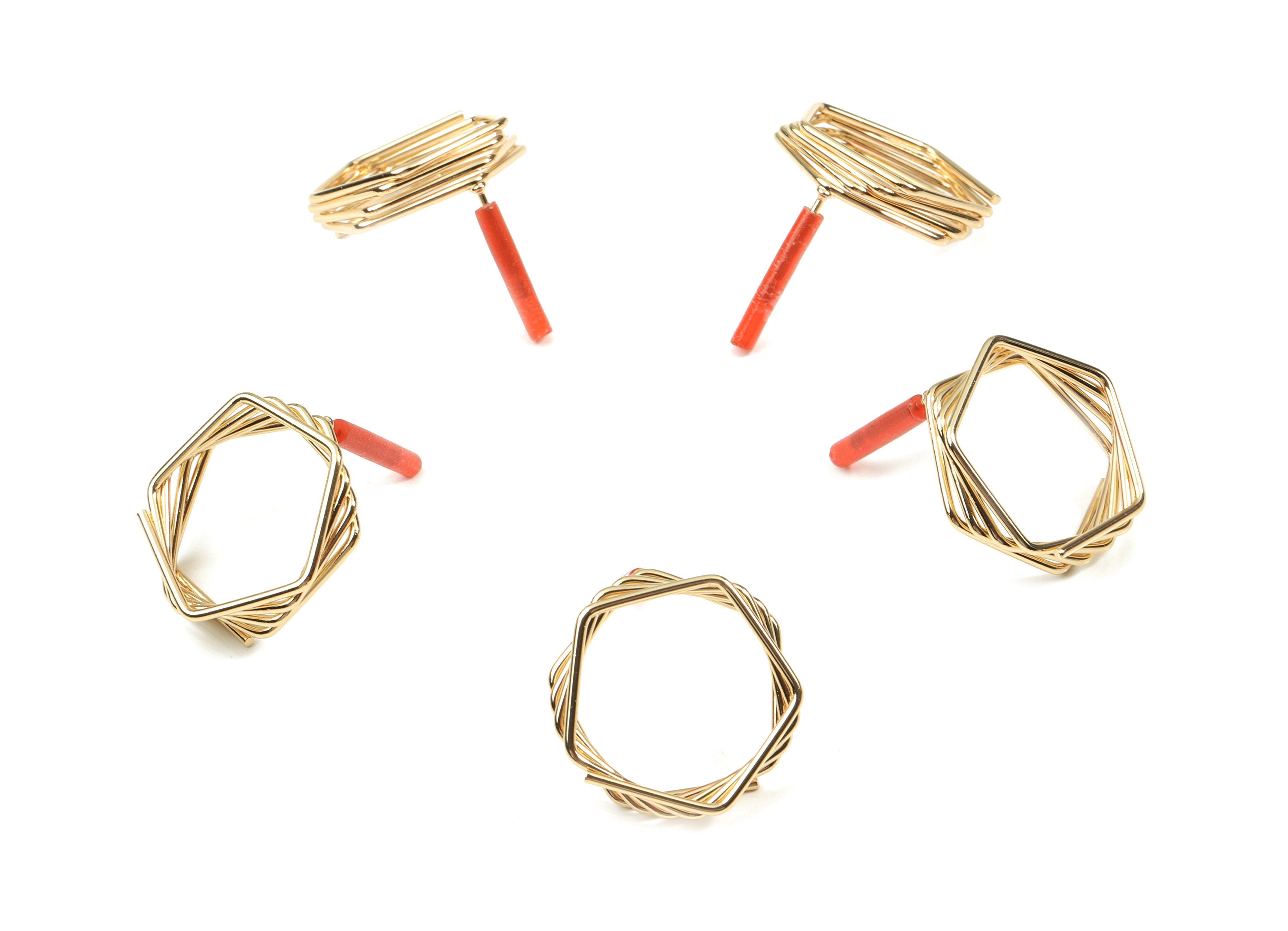 Brass Pentagon Earring Post - Gold Pentagon Stud Earring - Pentagon Wires Earring - Surgical Stud - Jewelry Supplies - 23x4.3x1.5mm - PP3532 - DOMEDBAZAAR