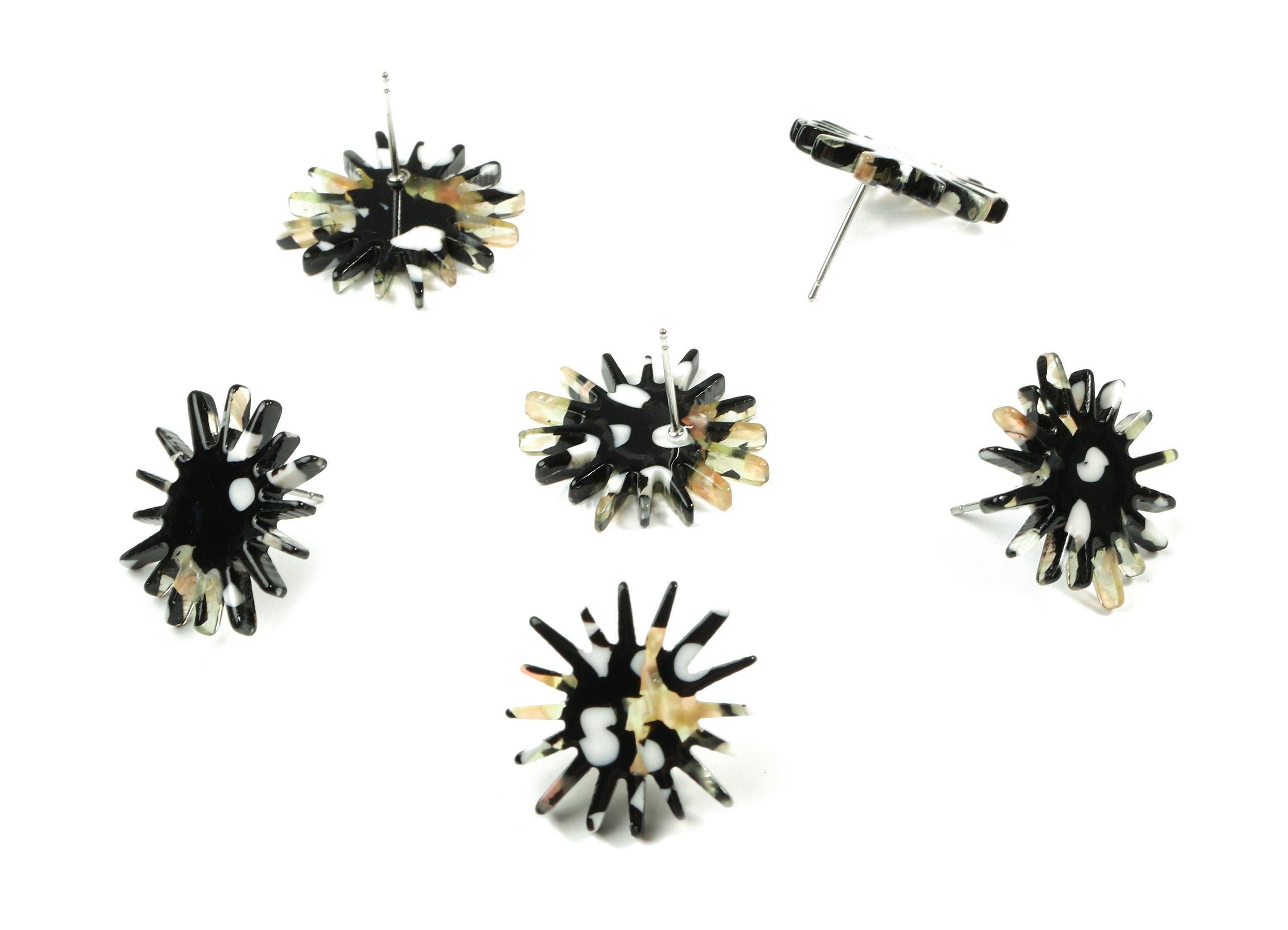 Acetate Sun Earring Stud - Star Earring Post - Surgical Stud - Jewelry Supplies - Color Code: A193 - 22.22x21.66x2.62mm - AC1814-A193 - DOMEDBAZAAR