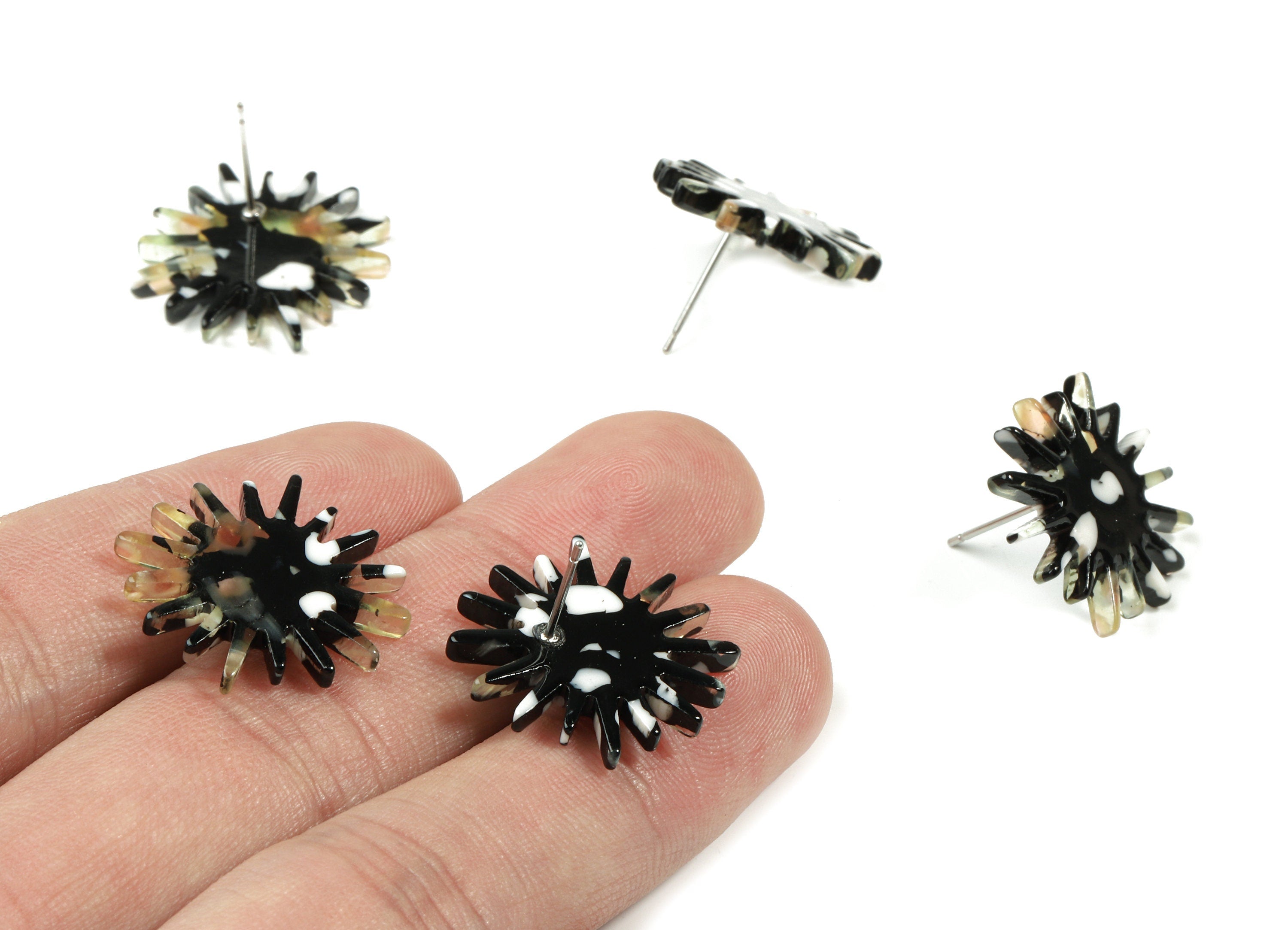 Acetate Sun Earring Stud - Star Earring Post - Surgical Stud - Jewelry Supplies - Color Code: A193 - 22.22x21.66x2.62mm - AC1814-A193 - DOMEDBAZAAR