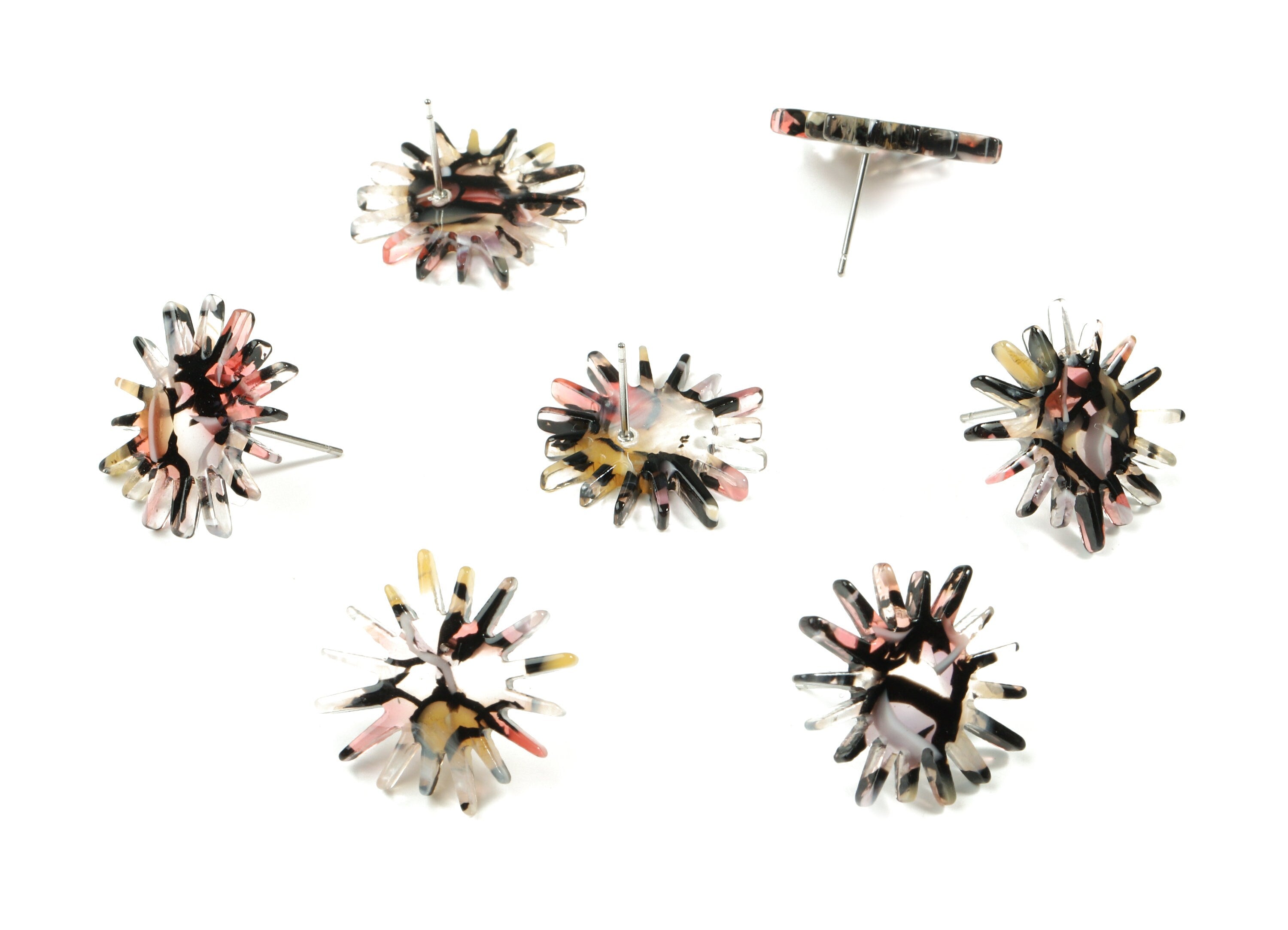 Acetate Sun Earring Stud - Star Earring Post - Surgical Stud - Jewelry Supplies - Color Code: A343 - 22.22x21.66x2.58mm - AC1814-A343 - DOMEDBAZAAR