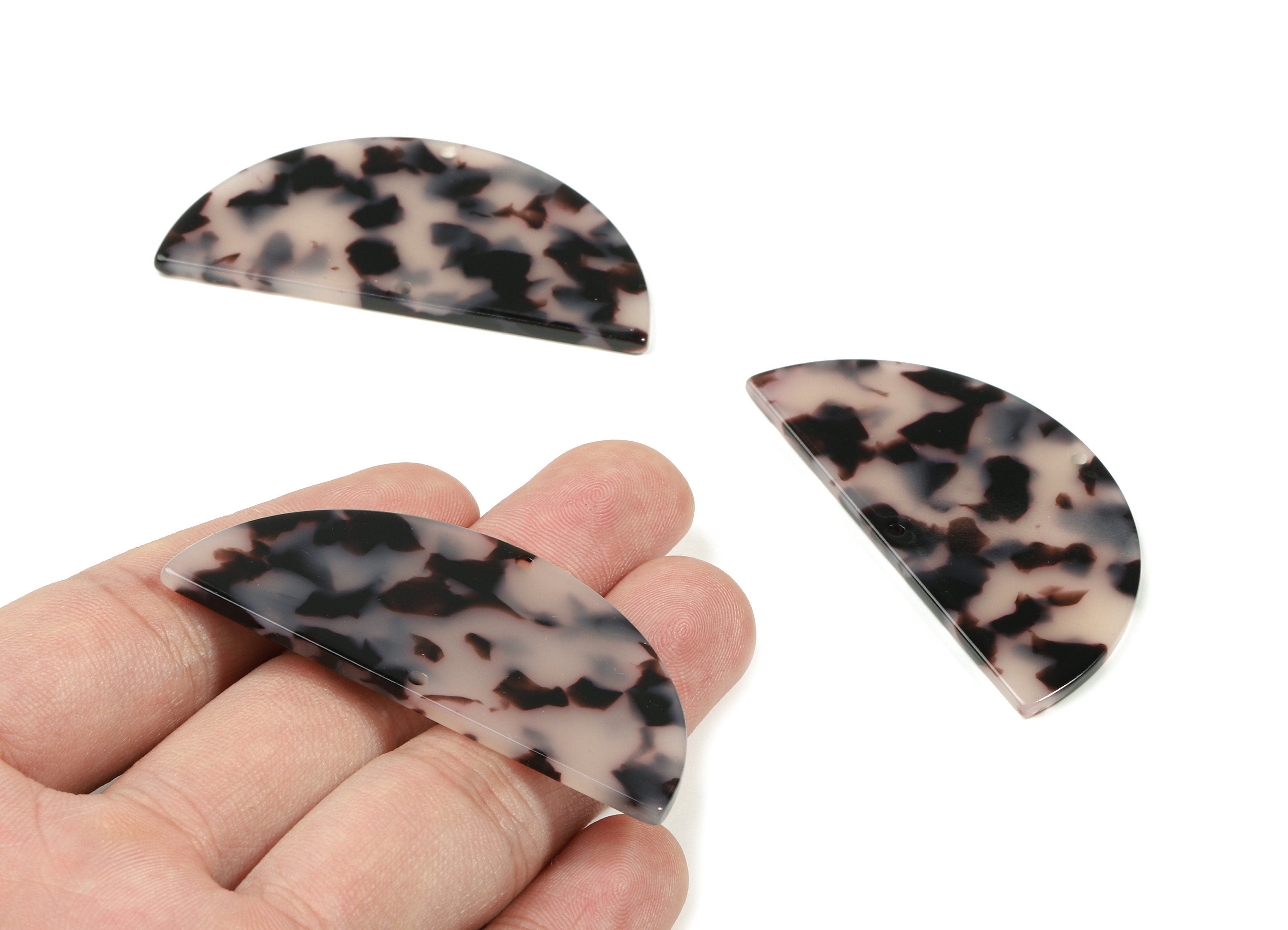 Acetate Semi Circle Earring Connector - Half Moon Connector For Earring Necklace - Color Code: A06 - 56.6x28.2x2.35mm - AC1827-A06 - DOMEDBAZAAR