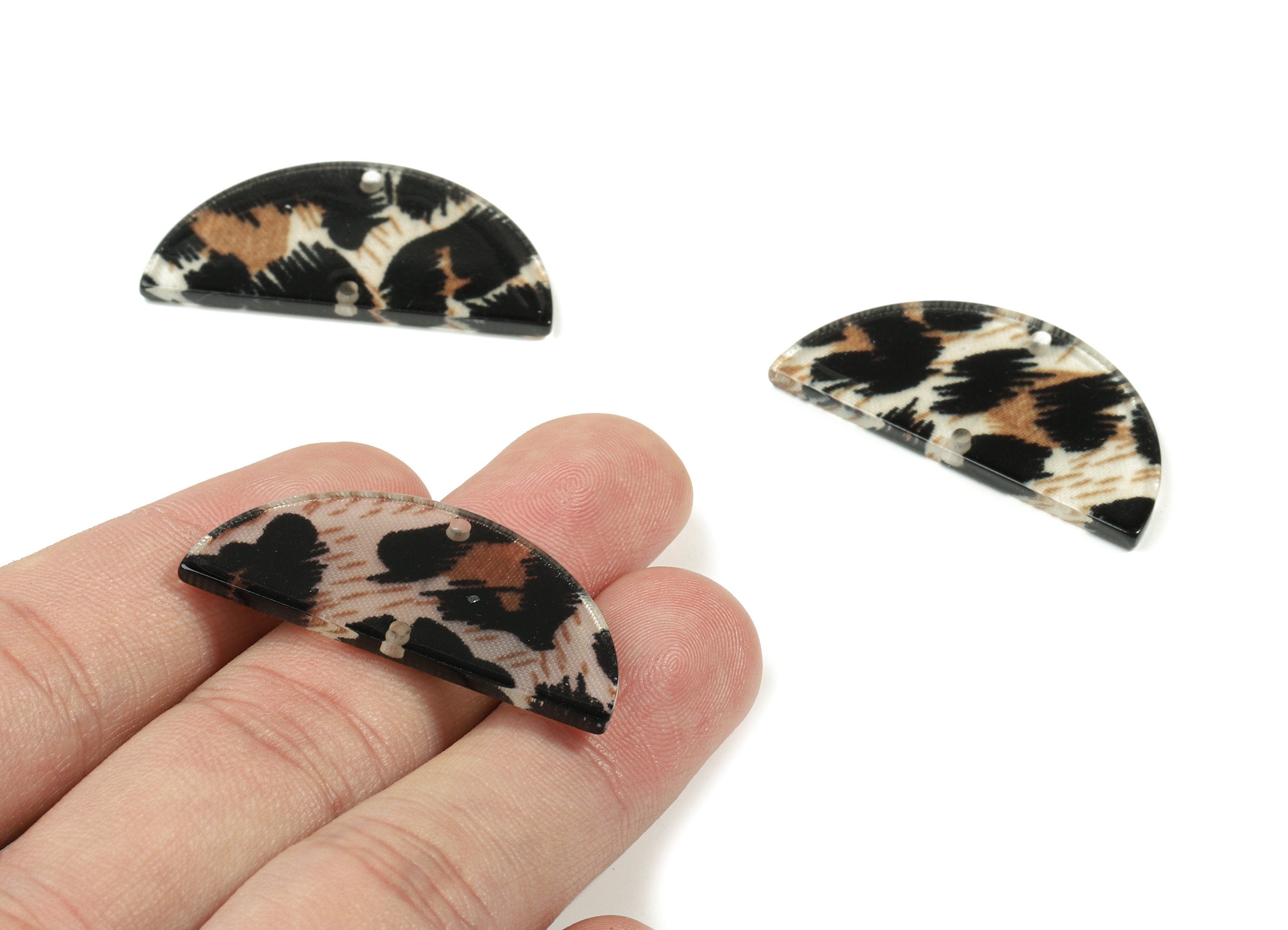 Acetate Semicircle Connectors - 2 Holes - Half Moon Earrings - Earring Findings - Color Code:A266 - 37.2x18.55x2.4mm - AC1794-A266 - DOMEDBAZAAR