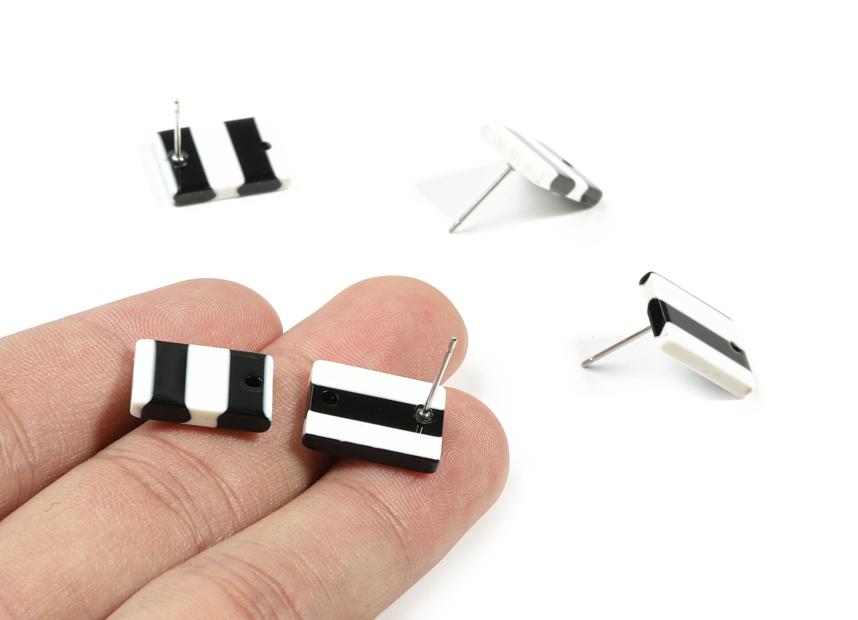 Acetate Rectangle Earring Stud - Rectangle Earring Post - Surgical Stud - Jewelry Supplies - Color Code: A64 - 15.5x11.7x2.69mm - AC1663-A64 - DOMEDBAZAAR