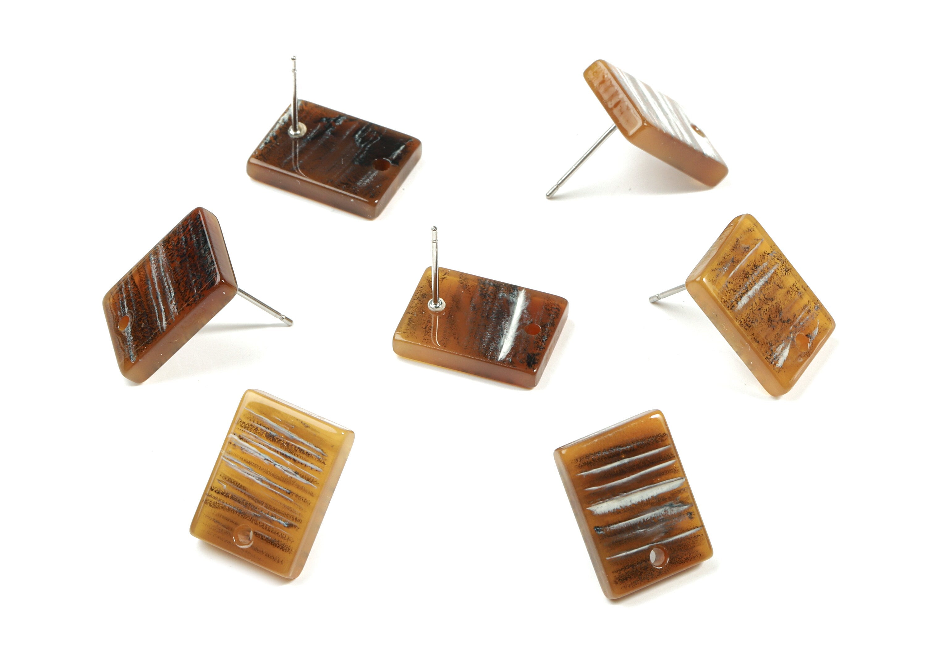 Acrylic Rectangle Earring Stud - Rectangle Earring Post - Surgical Stud - Jewelry Supplies - Color Code: A448 - 15.66x11.8x3mm - AC1663-A448 - DOMEDBAZAAR