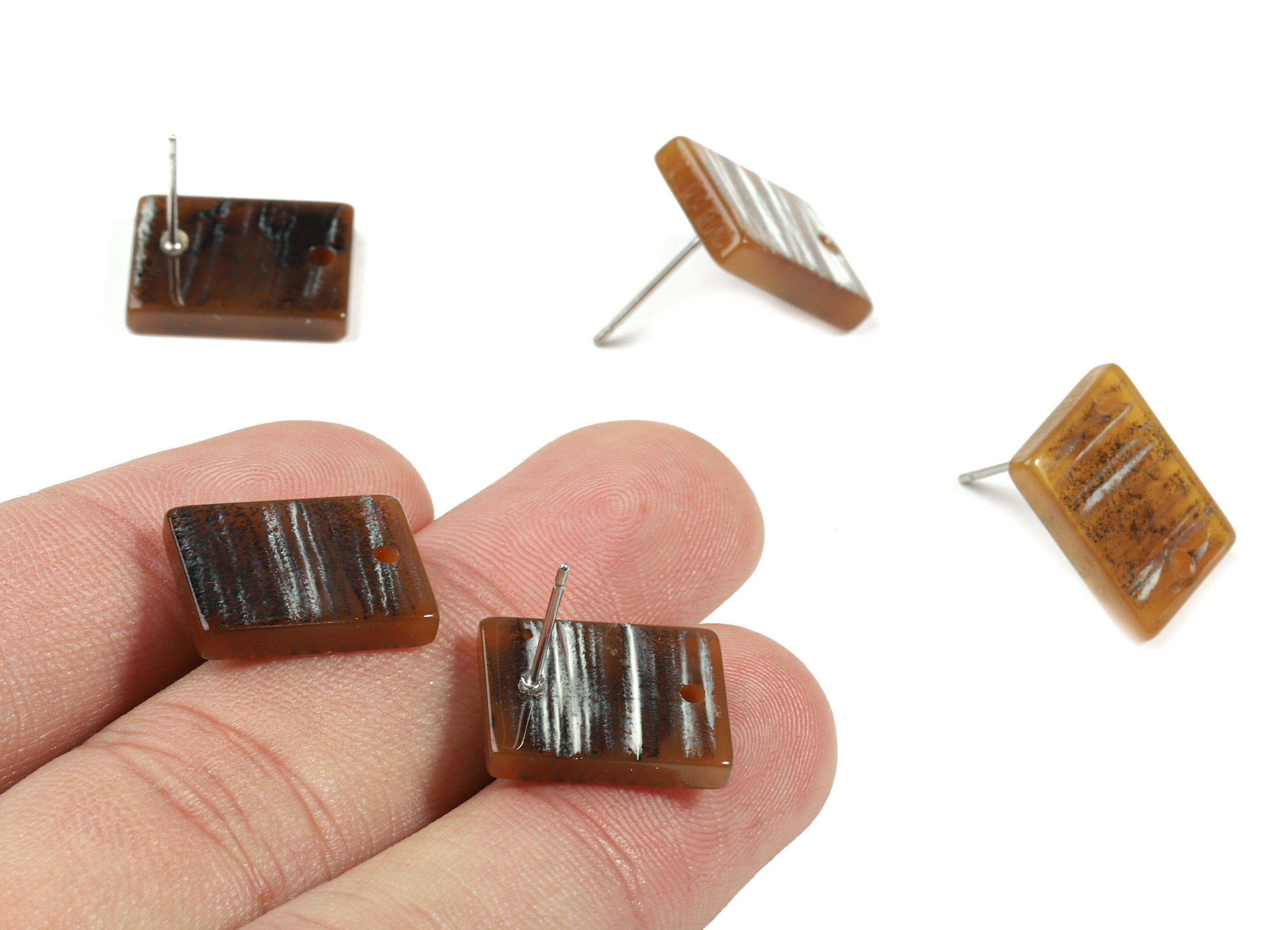 Acrylic Rectangle Earring Stud - Rectangle Earring Post - Surgical Stud - Jewelry Supplies - Color Code: A448 - 15.66x11.8x3mm - AC1663-A448 - DOMEDBAZAAR