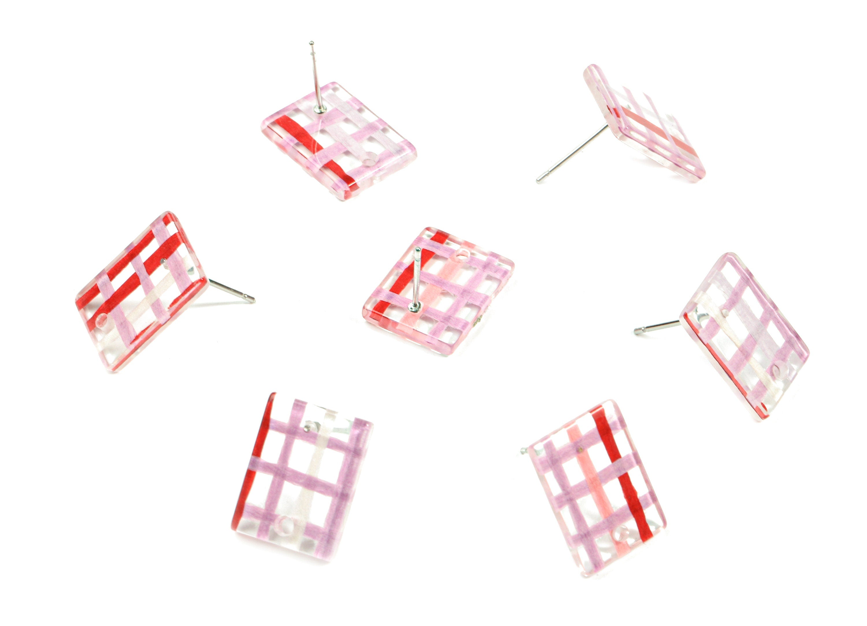 Acrylic Rectangle Earring Stud - Rectangle Earring Post - Surgical Stud - Jewelry Supplies - Color Code: A453 - 15.5x12x2.3mm - AC1663-A453 - DOMEDBAZAAR