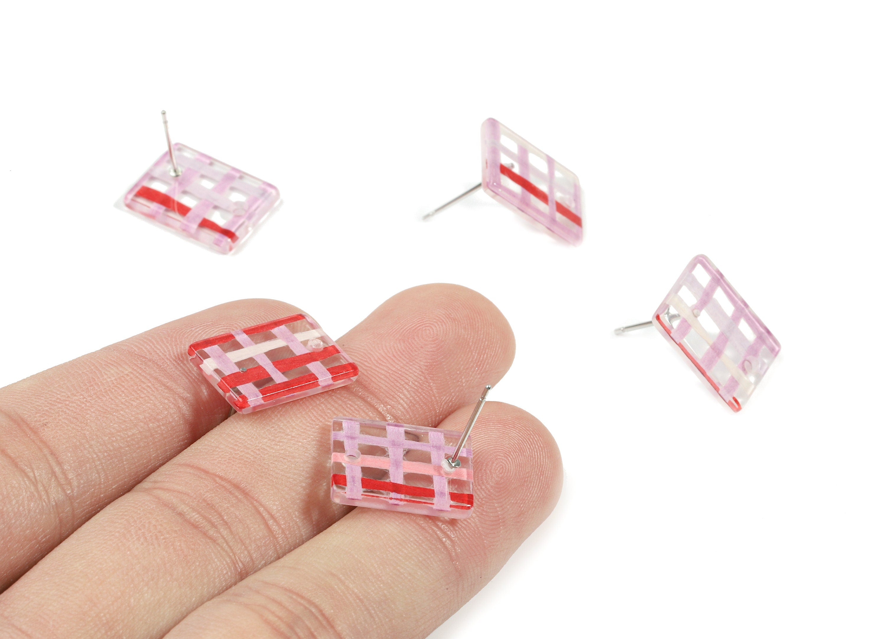 Acrylic Rectangle Earring Stud - Rectangle Earring Post - Surgical Stud - Jewelry Supplies - Color Code: A453 - 15.5x12x2.3mm - AC1663-A453 - DOMEDBAZAAR