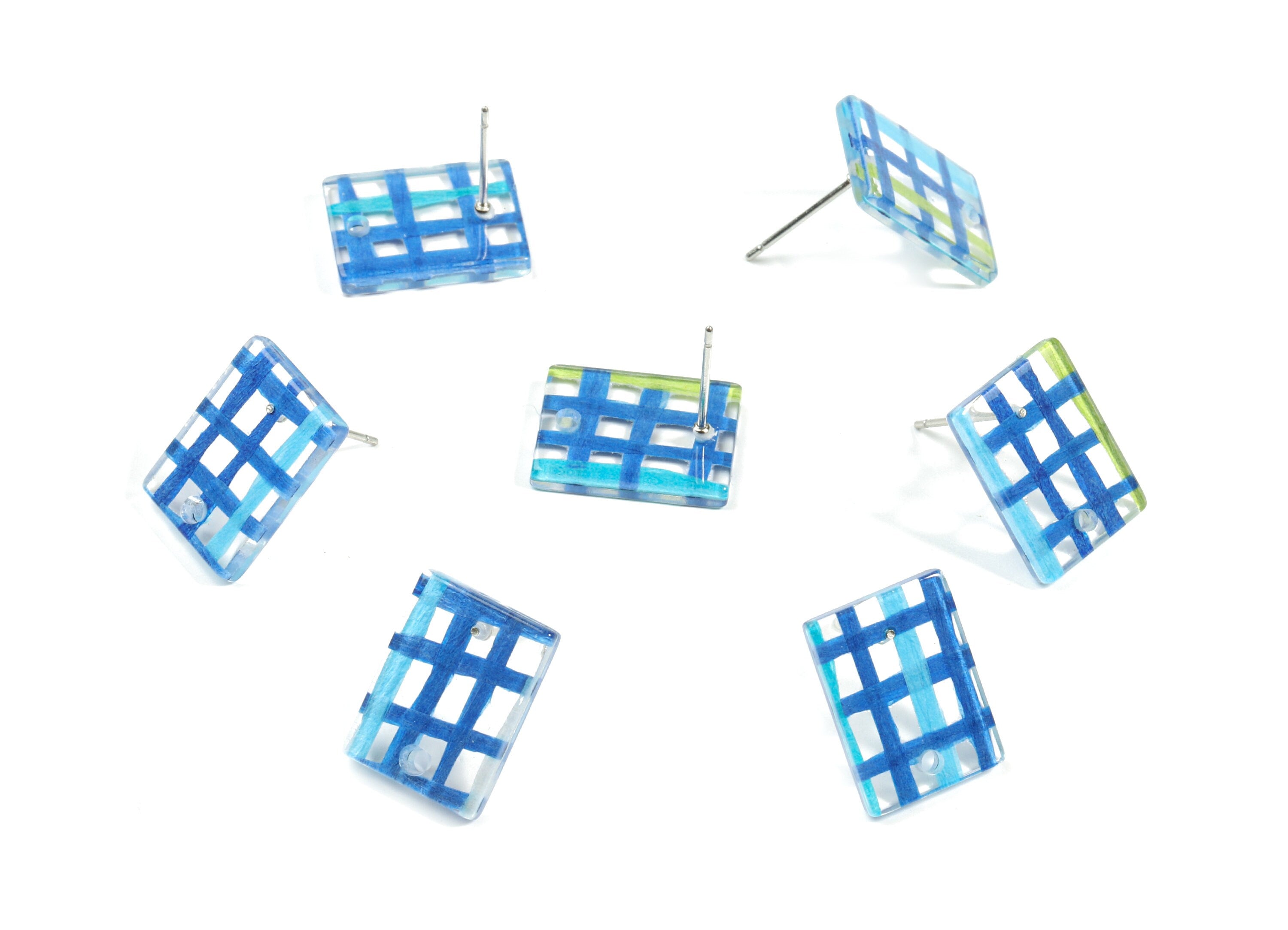 Acrylic Rectangle Earring Stud - Rectangle Earring Post - Surgical Stud - Jewelry Supplies - Color Code: A454 - 15.59x12x2.6mm - AC1663-A454 - DOMEDBAZAAR