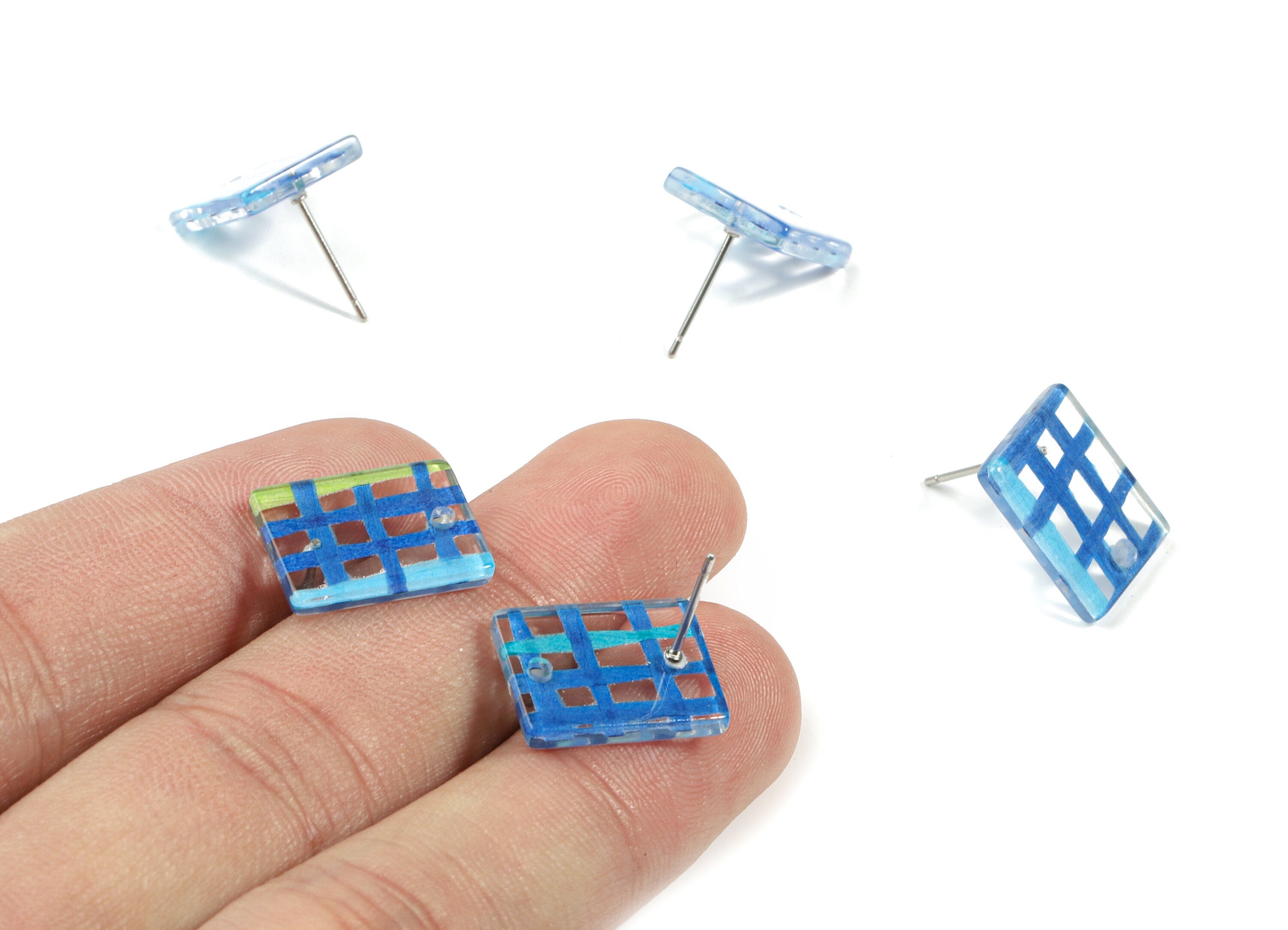 Acrylic Rectangle Earring Stud - Rectangle Earring Post - Surgical Stud - Jewelry Supplies - Color Code: A454 - 15.59x12x2.6mm - AC1663-A454 - DOMEDBAZAAR