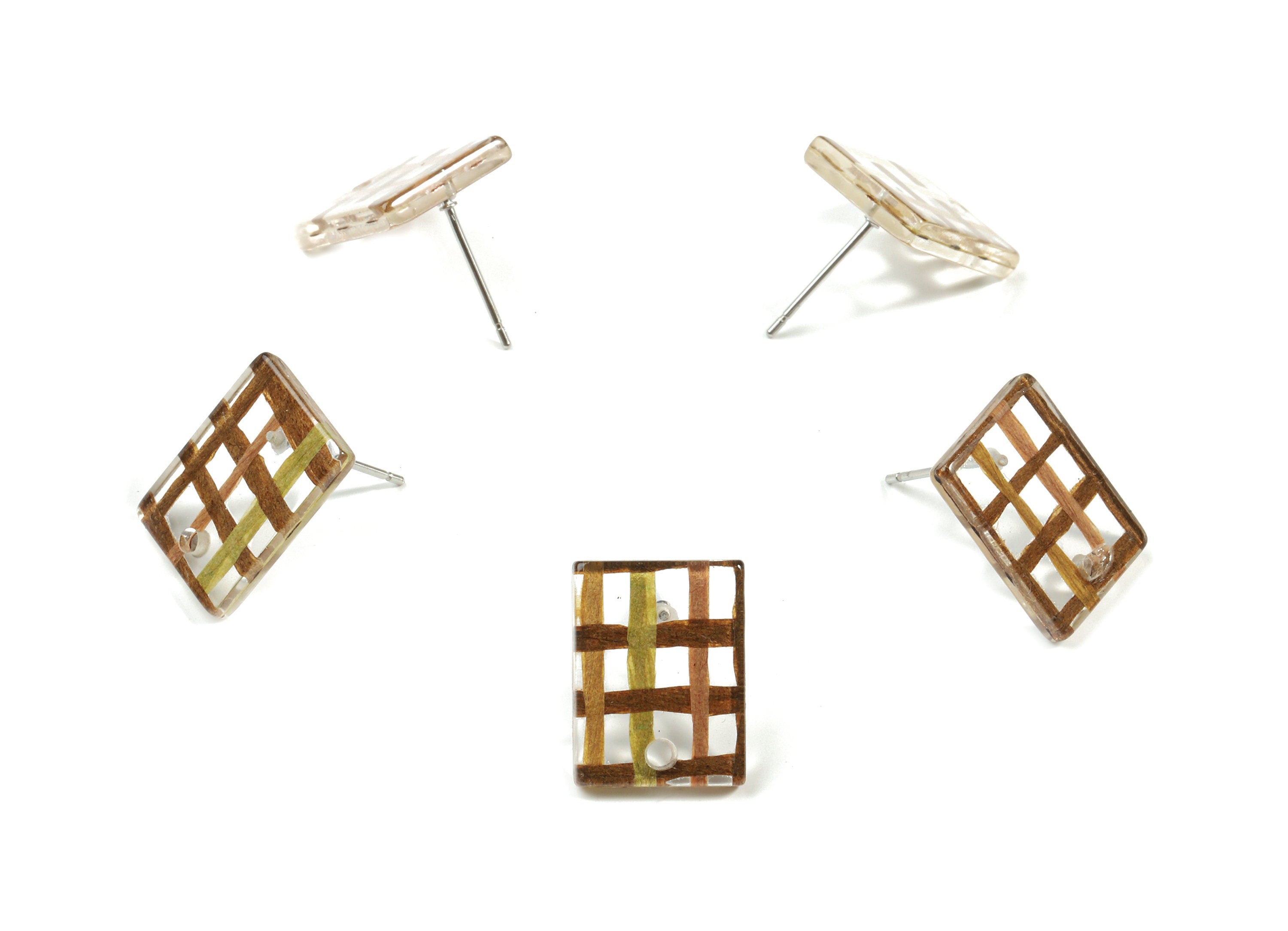 Acrylic Rectangle Earring Stud - Rectangle Earring Post - Surgical Stud - Jewelry Supplies - Color Code: A455 - 15.5x12x2.3mm - AC1663-A455 - DOMEDBAZAAR