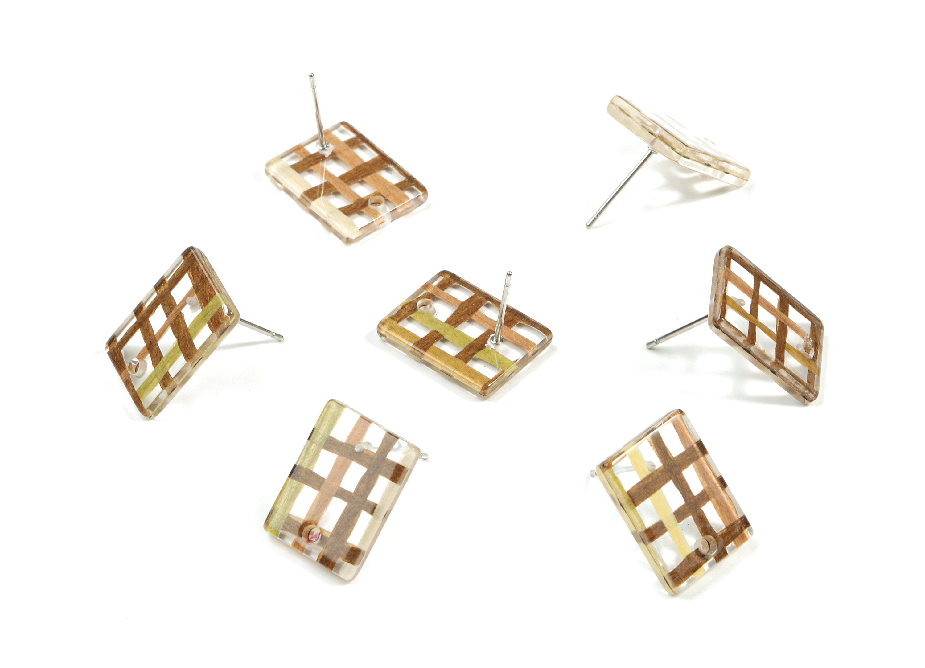 Acrylic Rectangle Earring Stud - Rectangle Earring Post - Surgical Stud - Jewelry Supplies - Color Code: A455 - 15.5x12x2.3mm - AC1663-A455 - DOMEDBAZAAR