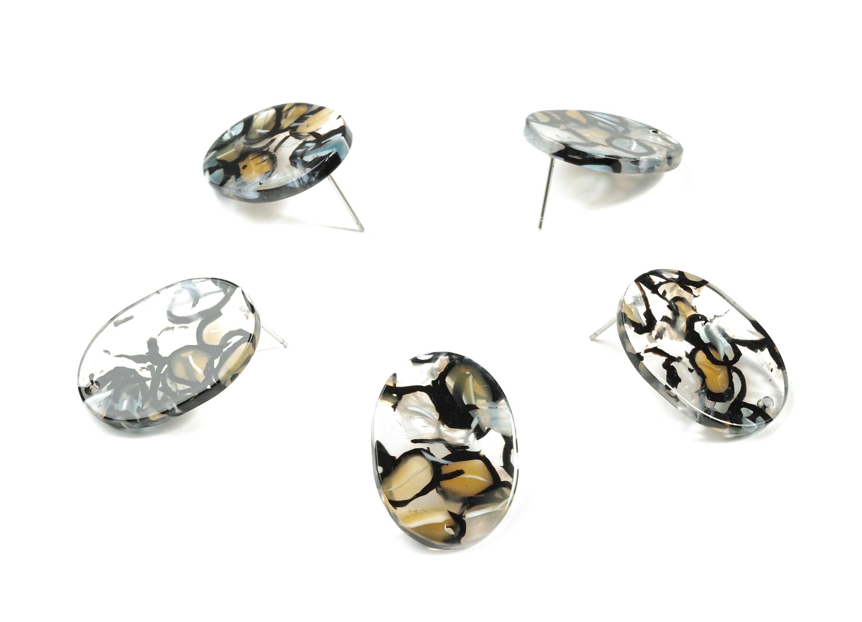 Acetate Oval Earring Stud - Oval Earring Post - Surgical Stud - Jewelry Supplies - Color Code: A328 - 26.53x19.12x2.42mm - AC1002-A328 - DOMEDBAZAAR