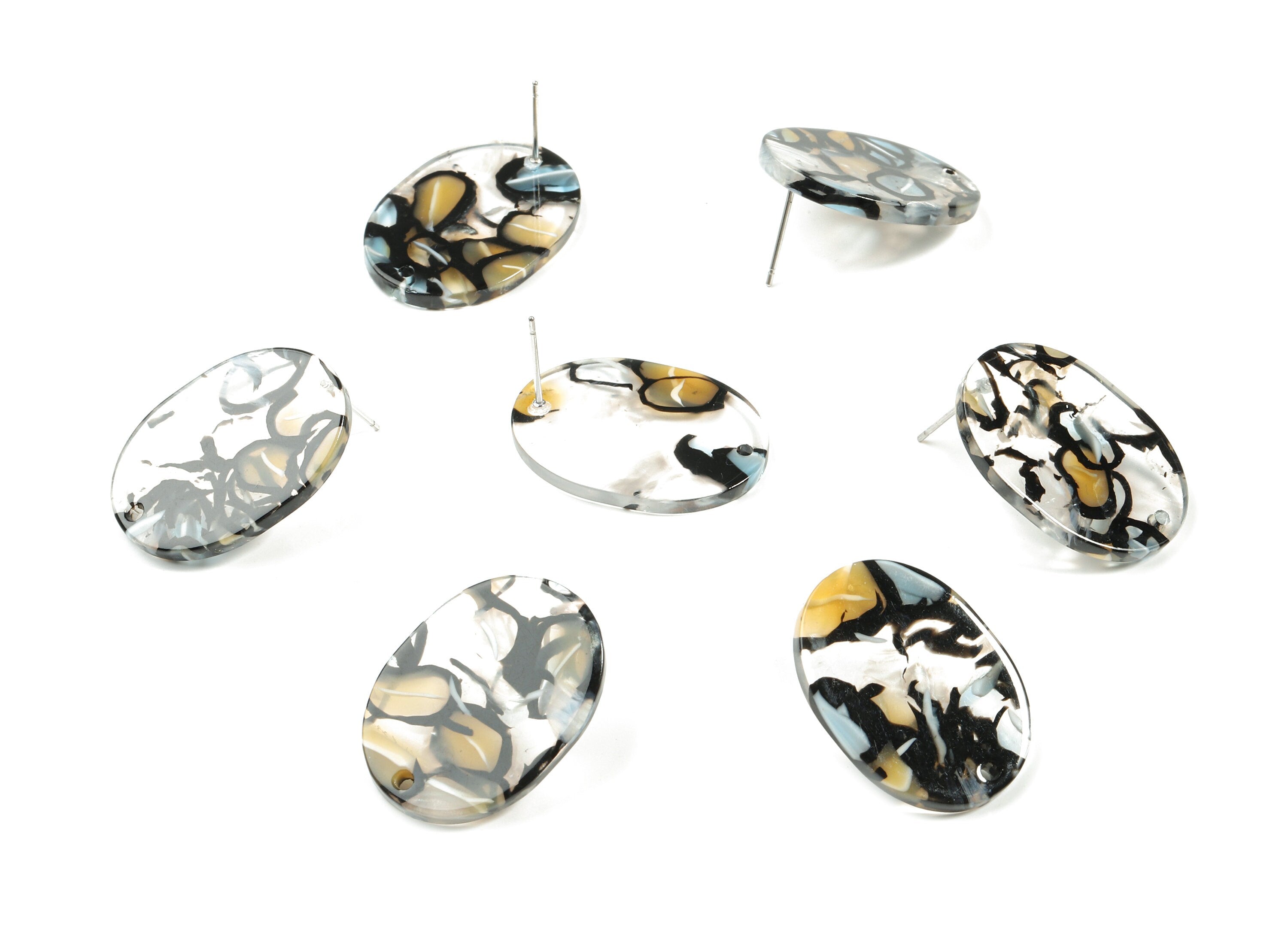 Acetate Oval Earring Stud - Oval Earring Post - Surgical Stud - Jewelry Supplies - Color Code: A328 - 26.53x19.12x2.42mm - AC1002-A328 - DOMEDBAZAAR