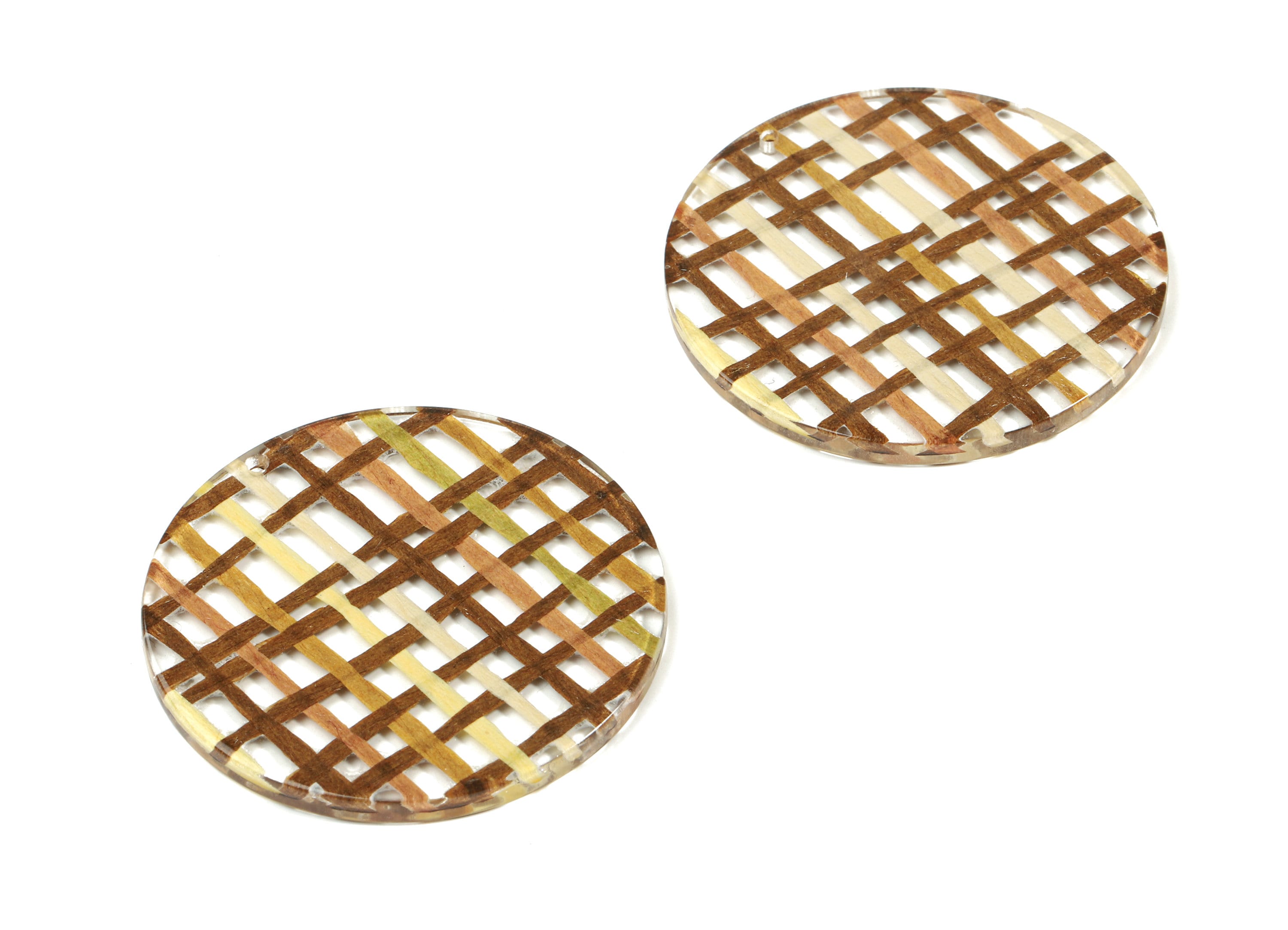 Acrylic Round Earring Charms - Circle Pendant - Earring Findings - Jewelry Supplies - Color Code: A455 - 37.57x37.57x2.31mm - AC1571-A455 - DOMEDBAZAAR