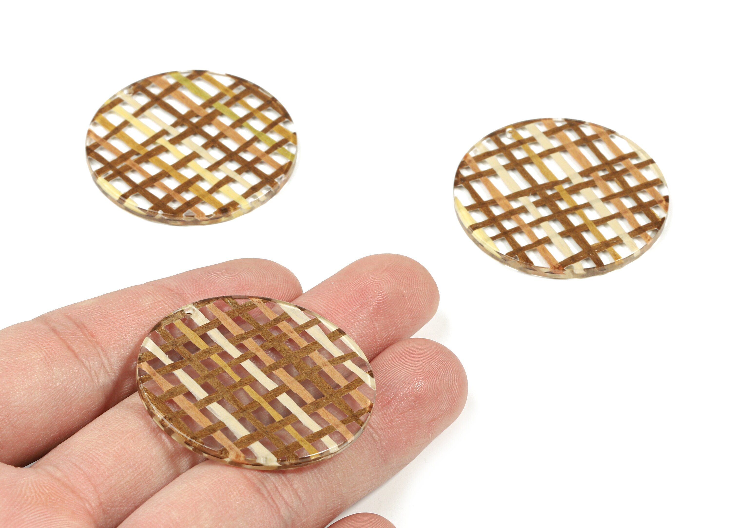 Acrylic Round Earring Charms - Circle Pendant - Earring Findings - Jewelry Supplies - Color Code: A455 - 37.57x37.57x2.31mm - AC1571-A455 - DOMEDBAZAAR