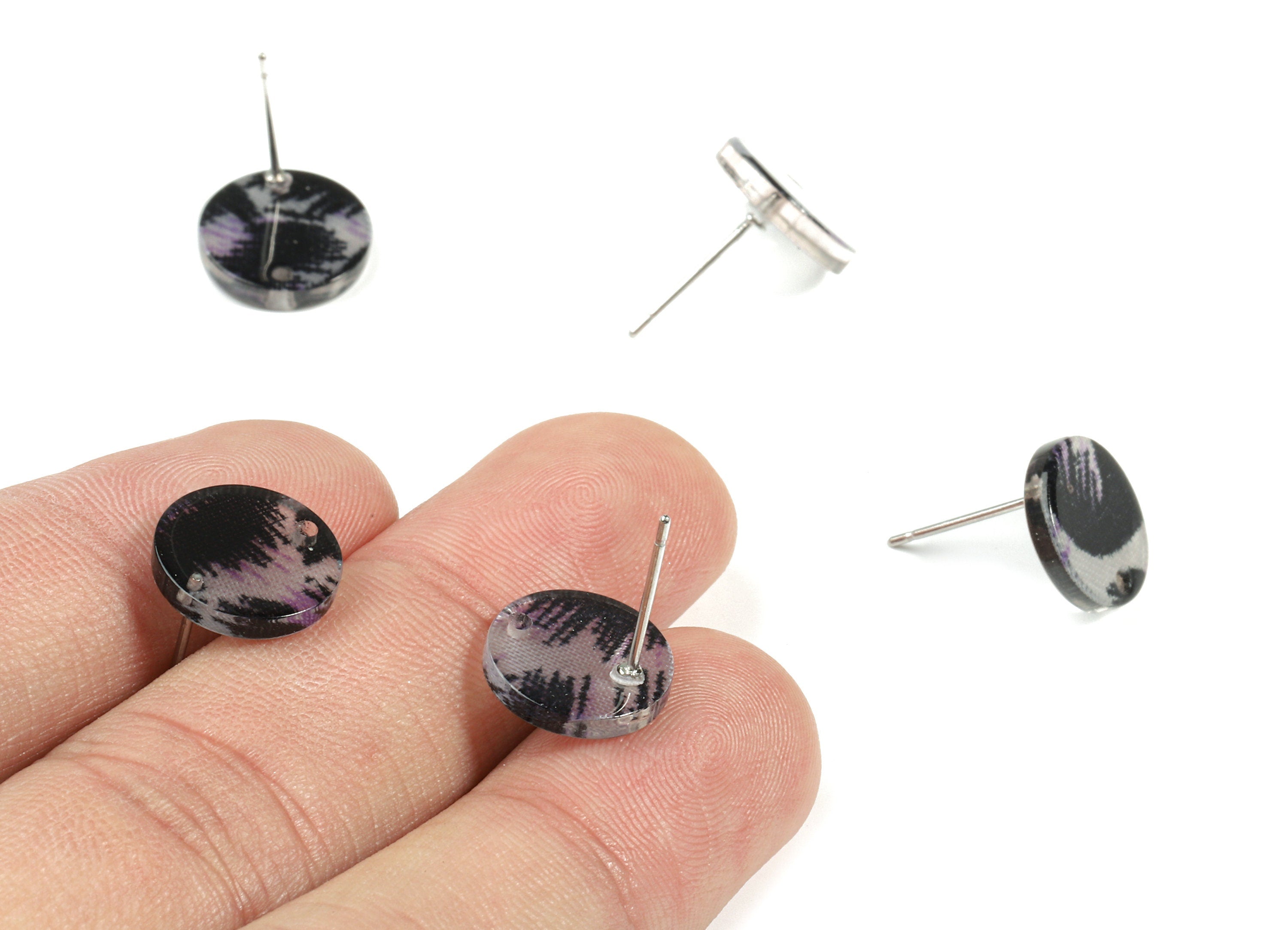 Acetate Round Earring Stud - Round Earring Post - Surgical Stud - Jewelry Supplies - Color Code: A296 - 11.68x11.68x2.22mm - AC1139-A296 - DOMEDBAZAAR