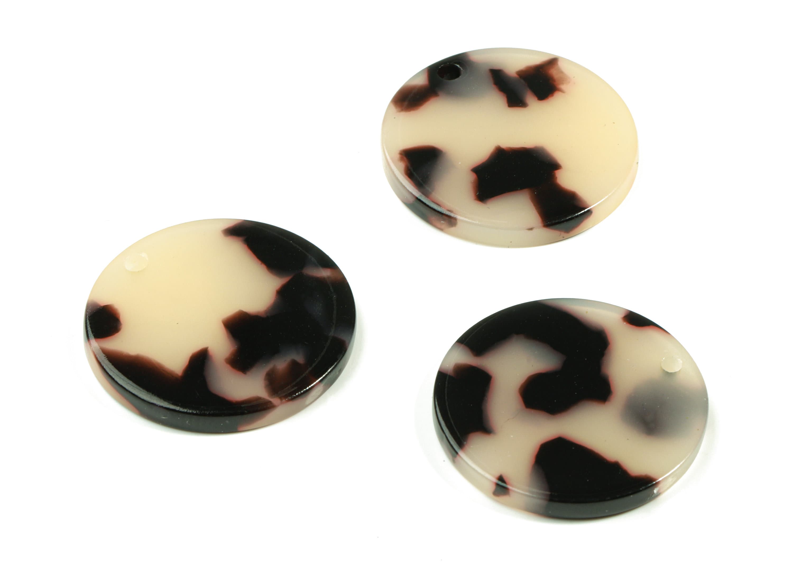 Acetate Round Earring Charms - Blonde Tortoise Shell Round Pendant - Jewelry Supplies - Color Code: A08 - 21.85x21.85x2.68mm - AC1585-A08 - DOMEDBAZAAR