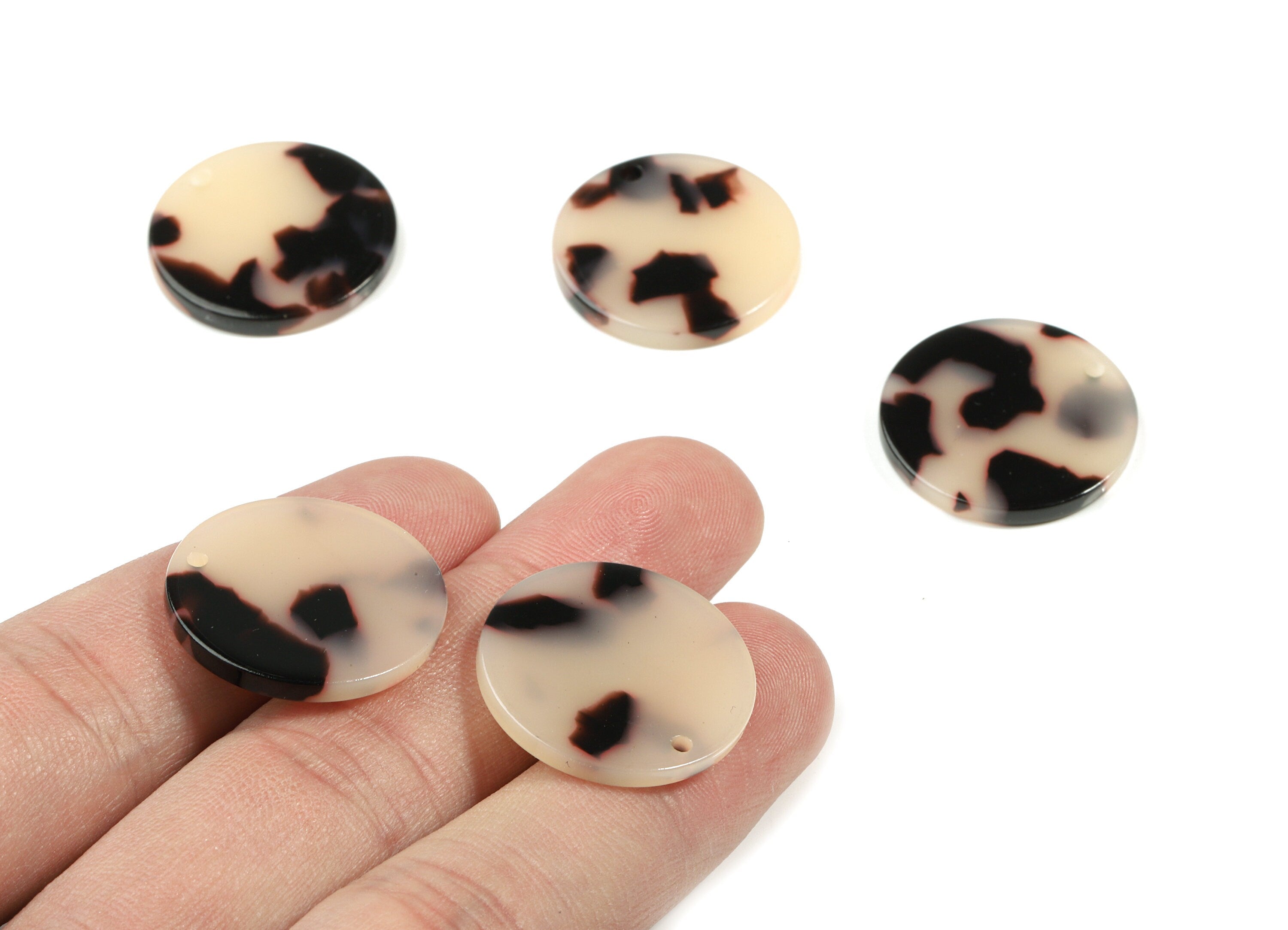 Acetate Round Earring Charms - Blonde Tortoise Shell Round Pendant - Jewelry Supplies - Color Code: A08 - 21.85x21.85x2.68mm - AC1585-A08 - DOMEDBAZAAR